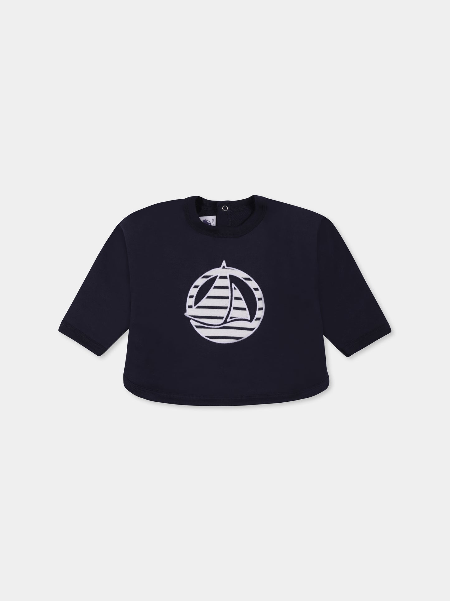 Felpa blu per neonati con logo,Petit Bateau,A0BMM SMOKING 01