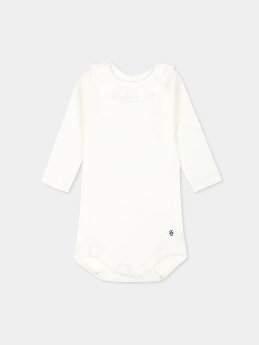 Body bianco per neonata,Petit Bateau,A05Q1 MARSHMALLOW 01