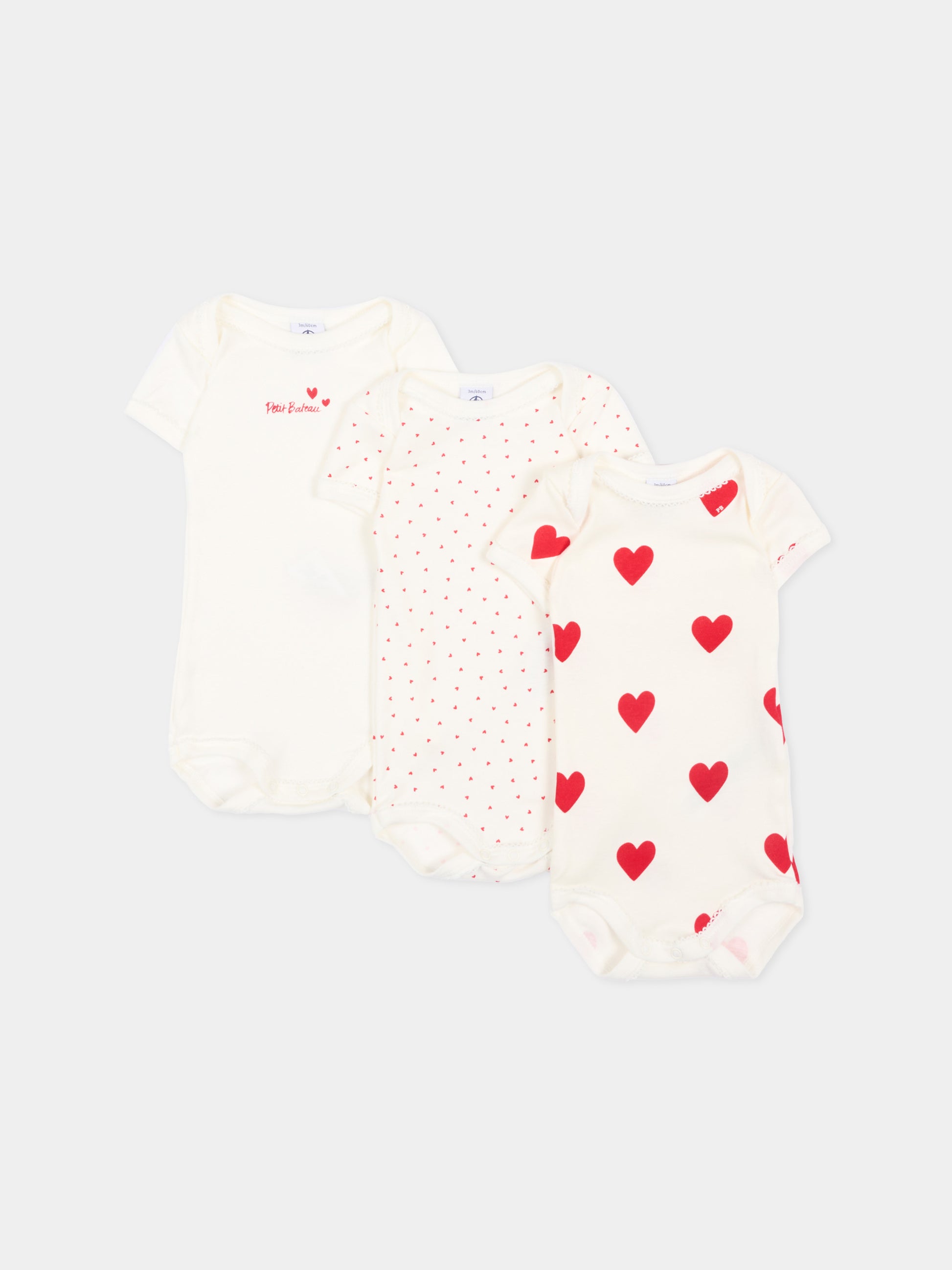 Set body avorio per neonata a cuori,Petit Bateau,A00BB VARIANTE 1 00