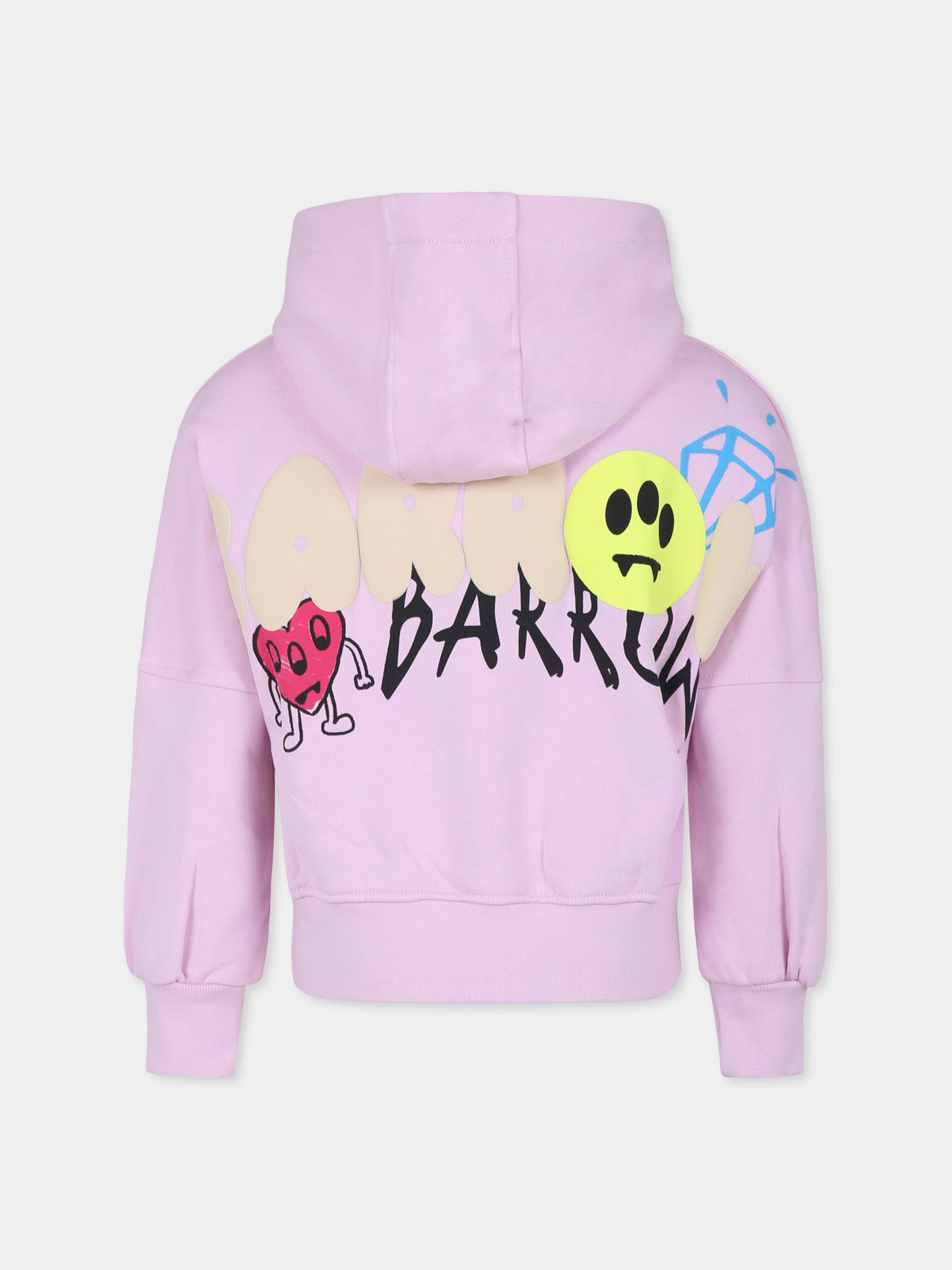 Felpa rosa per bambina con smile e logo,Barrow,F4BKJGHS143 BW014