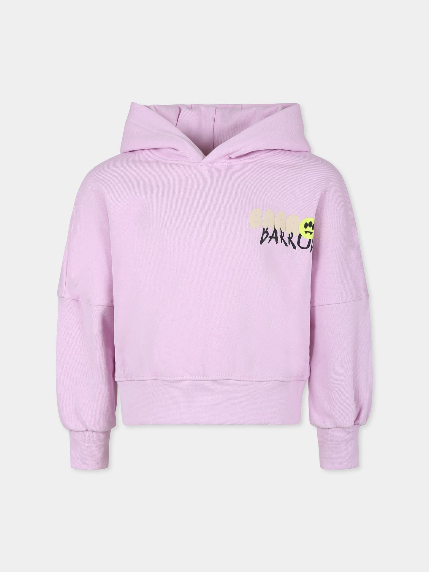 Felpa rosa per bambina con smile e logo,Barrow,F4BKJGHS143 BW014