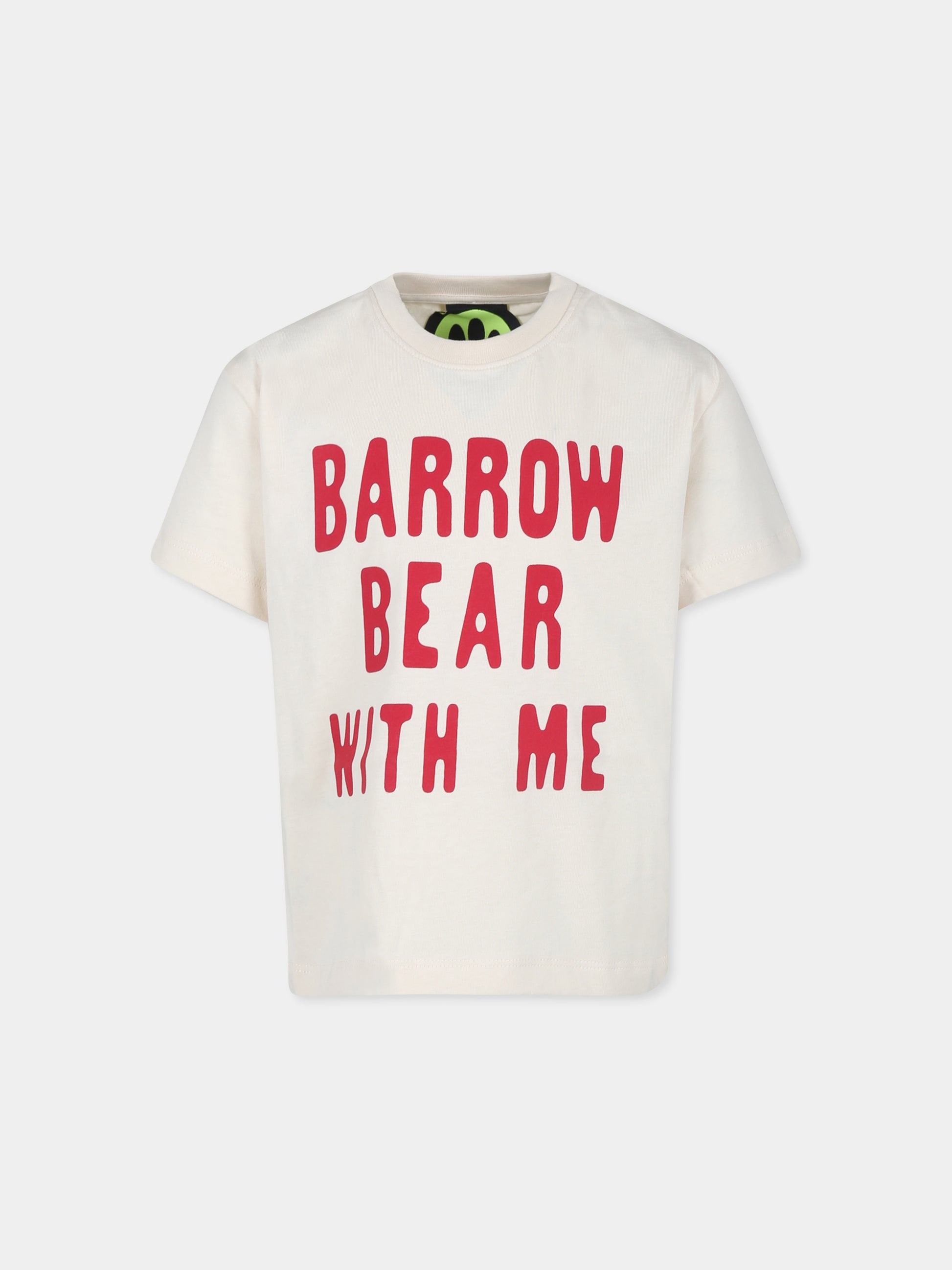 T-shirt avorio per bambini con logo e orso,Barrow,F4BKJUTH073 013