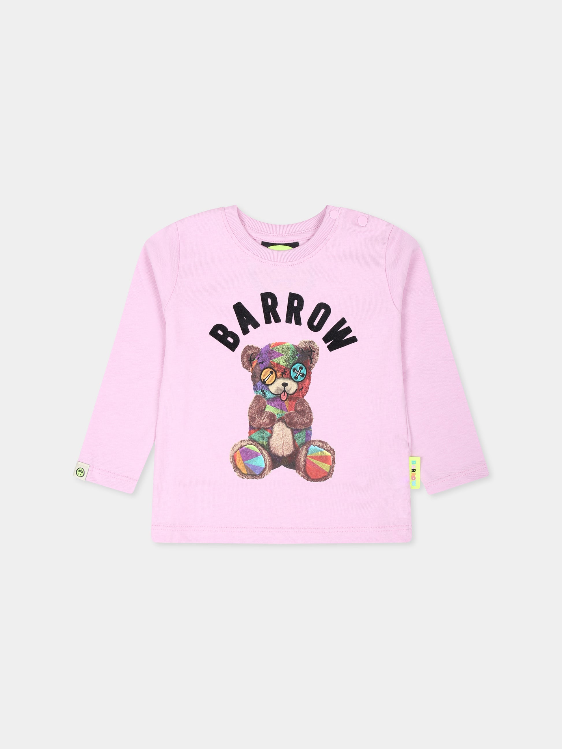 T-shirt rosa per neonati con stampa Bear,Barrow,F4BKUNTH118 BW014