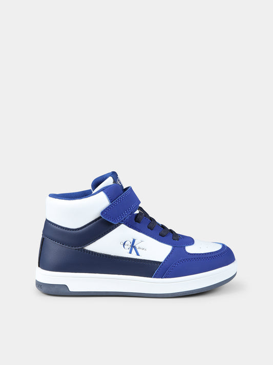 Sneakers azzurre per bambino con logo,Calvin Klein Kids,V1X9 81049 1355B054