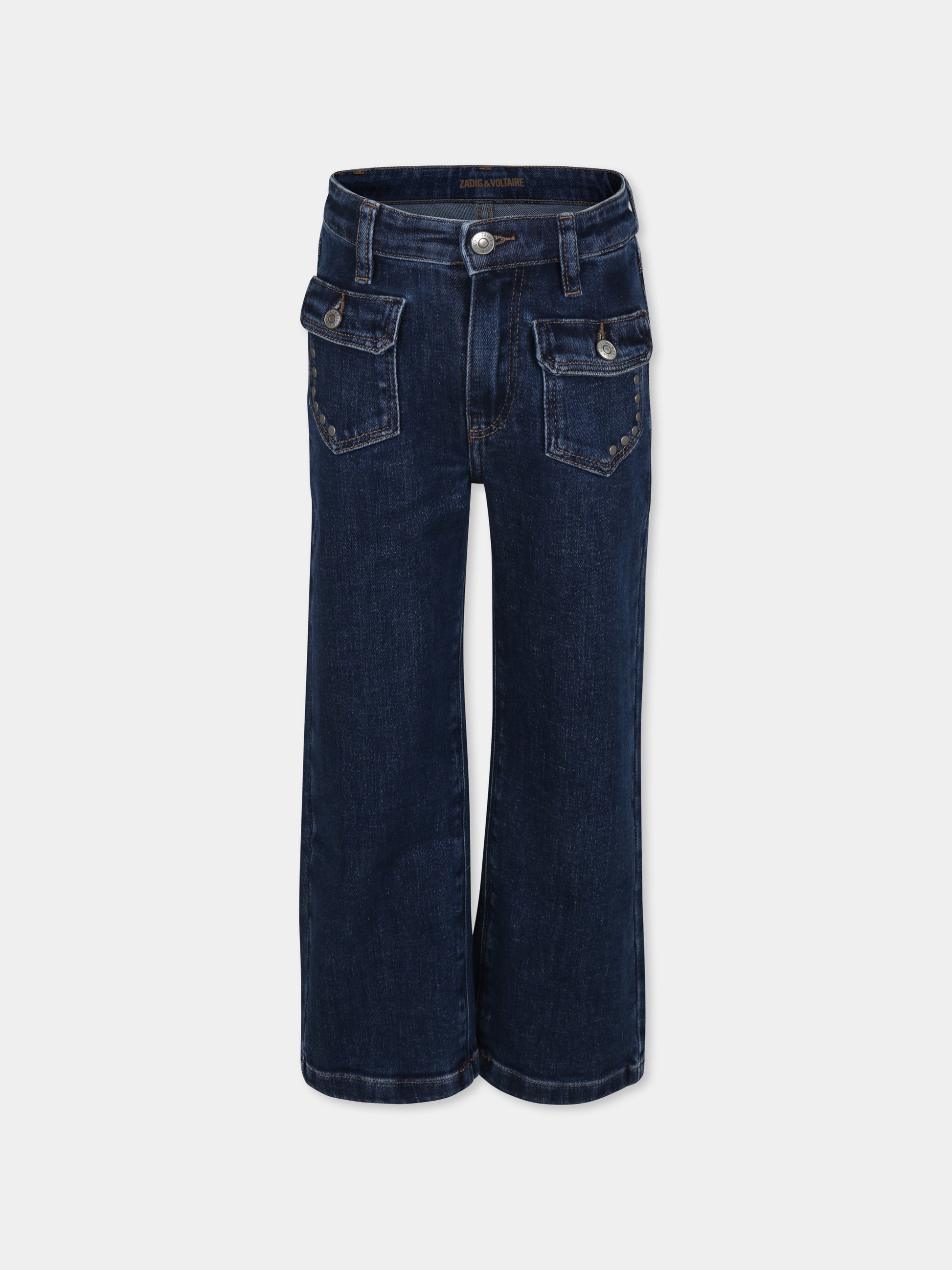 Jeans blu per bambina con borchie,Zadig & Voltaire Kids,X60197 Z25