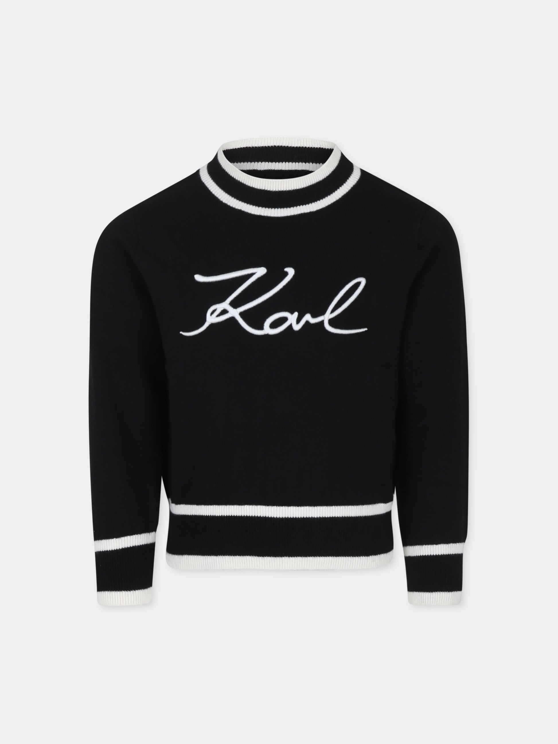 Maglione nero per bambina con logo,Karl Lagerfeld Kids,Z30218 09B