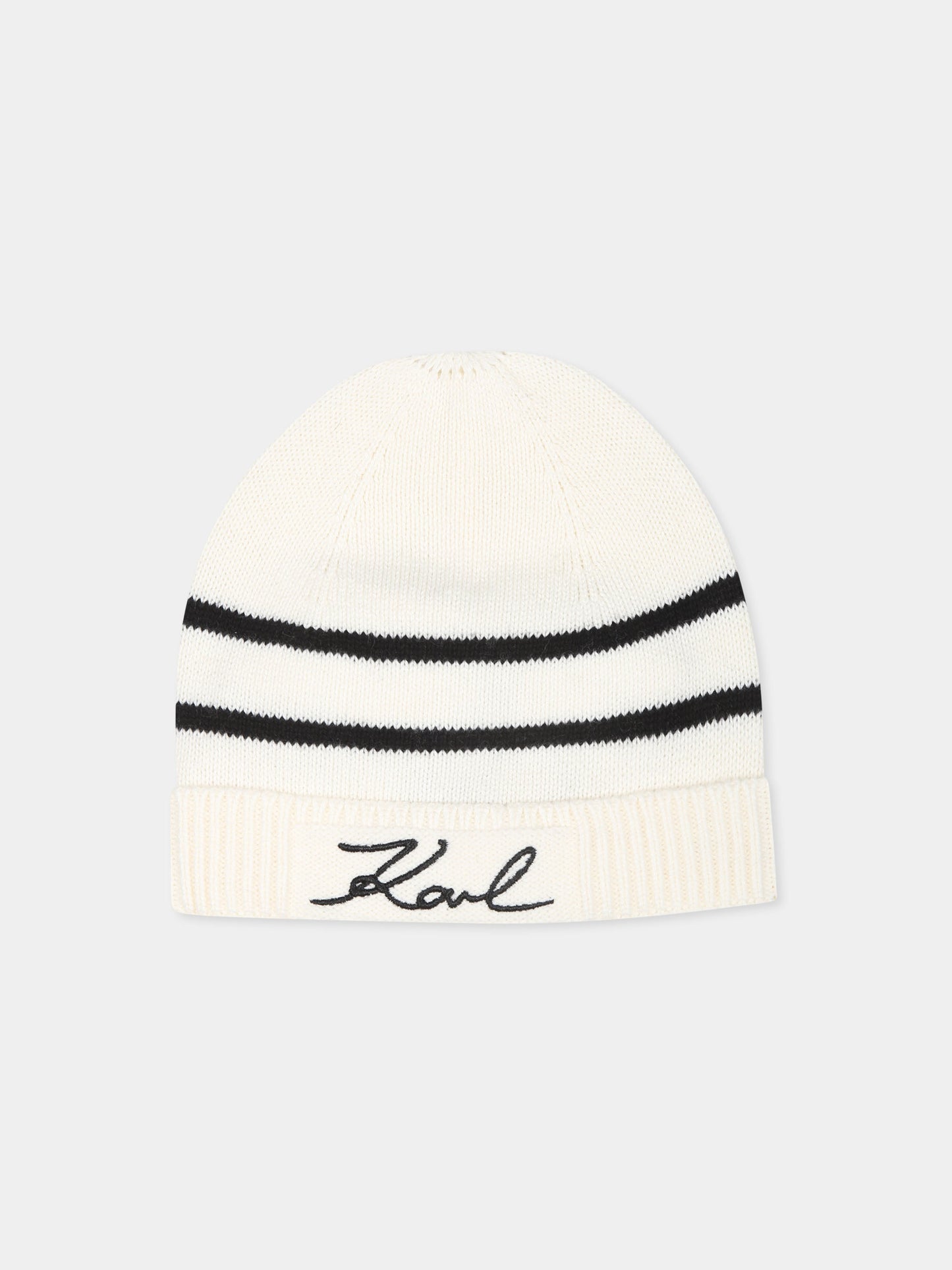 Berretto avorio per neonati con logo,Karl Lagerfeld Kids,Z30363 122