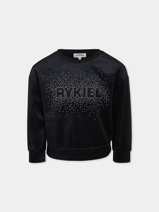 Felpa nera per bambina con logo,Sonia Rykiel Paris,A00262 09B