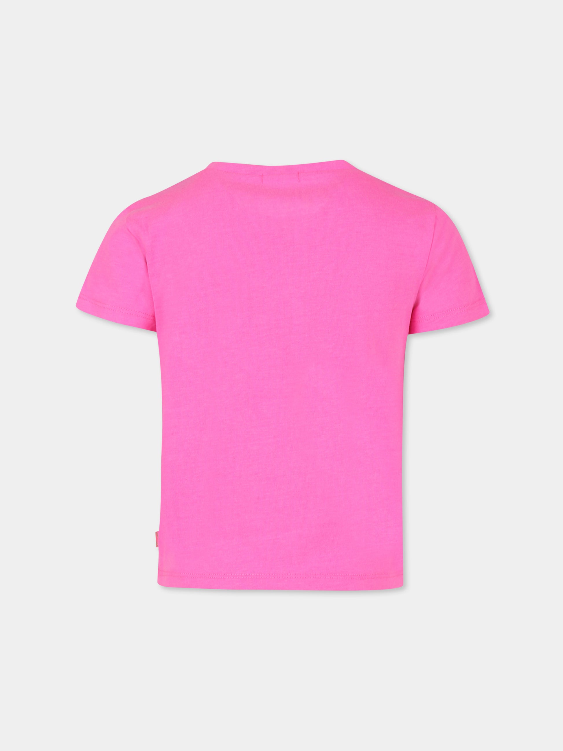 T-shirt fucsia per bambina con cuori,Billieblush,U20491 473