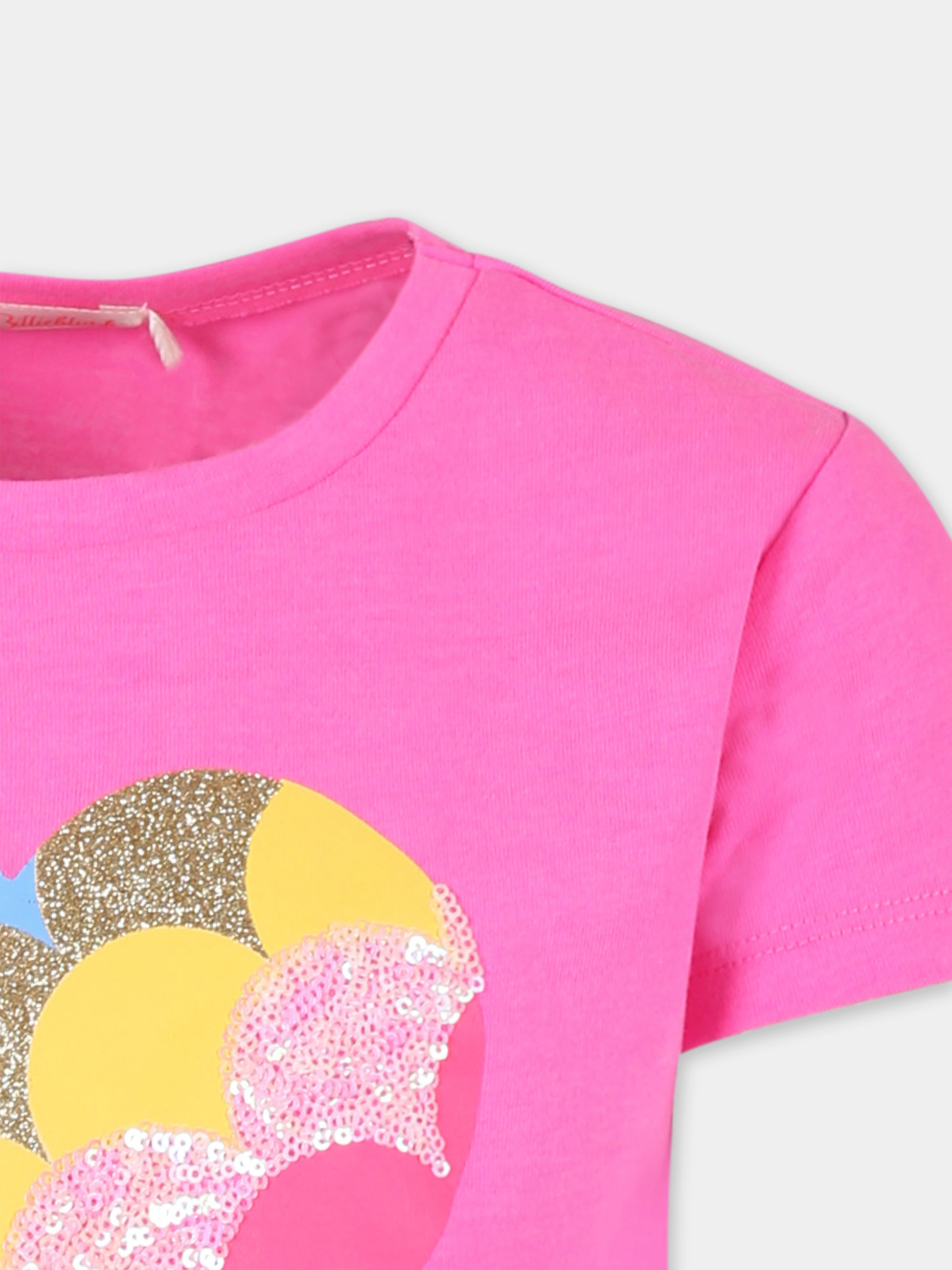 T-shirt fucsia per bambina con cuori,Billieblush,U20491 473