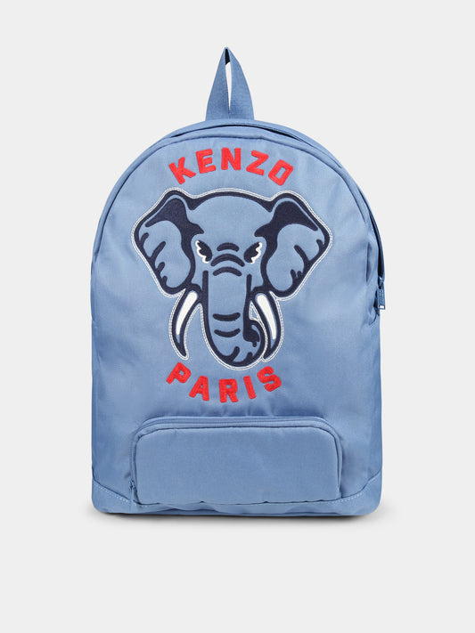 Zaino celeste per bambino con elefante,Kenzo Kids,K60603 780