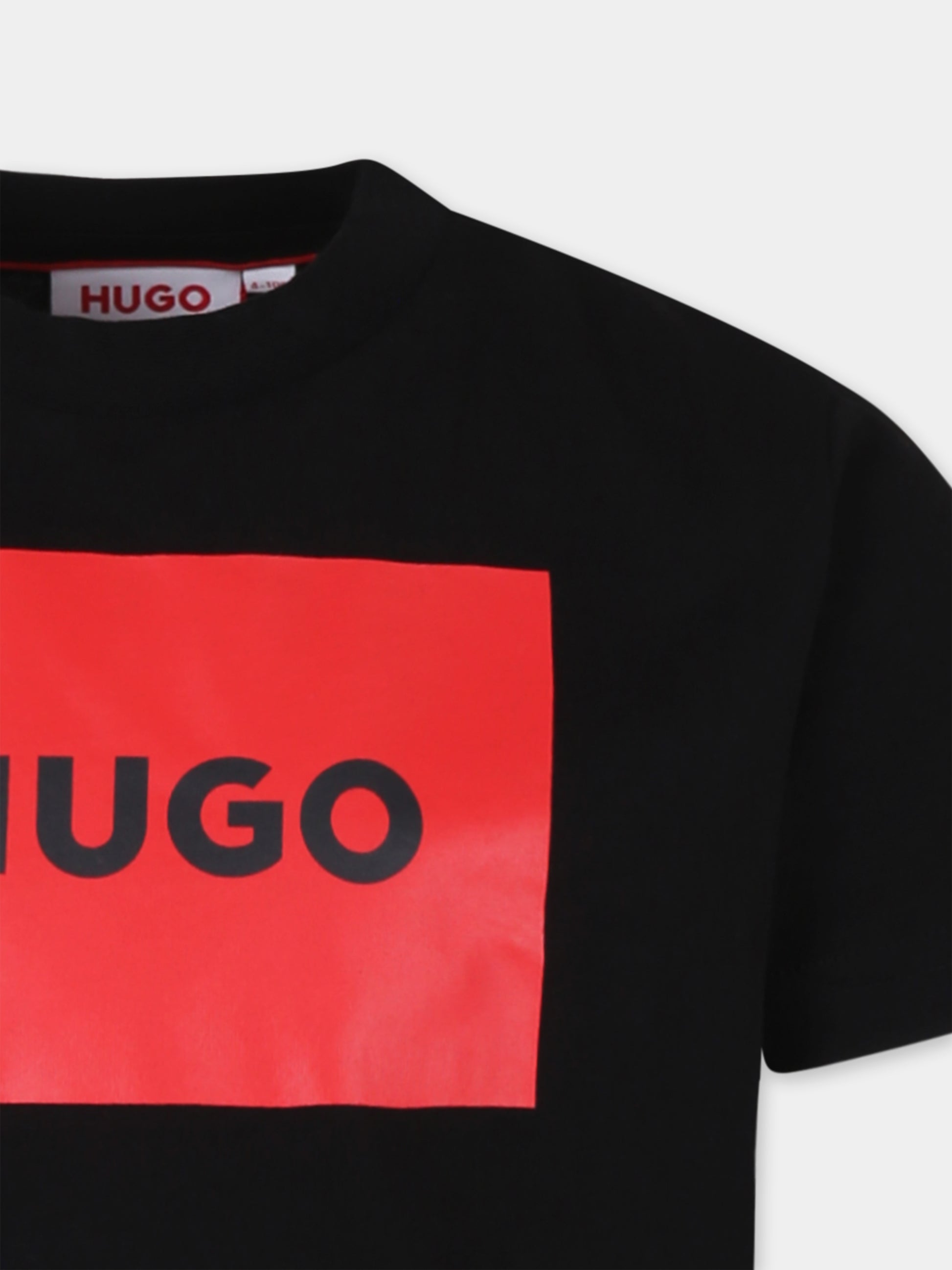 T-shirt nera per bambino con logo,Hugo,G00144 09B