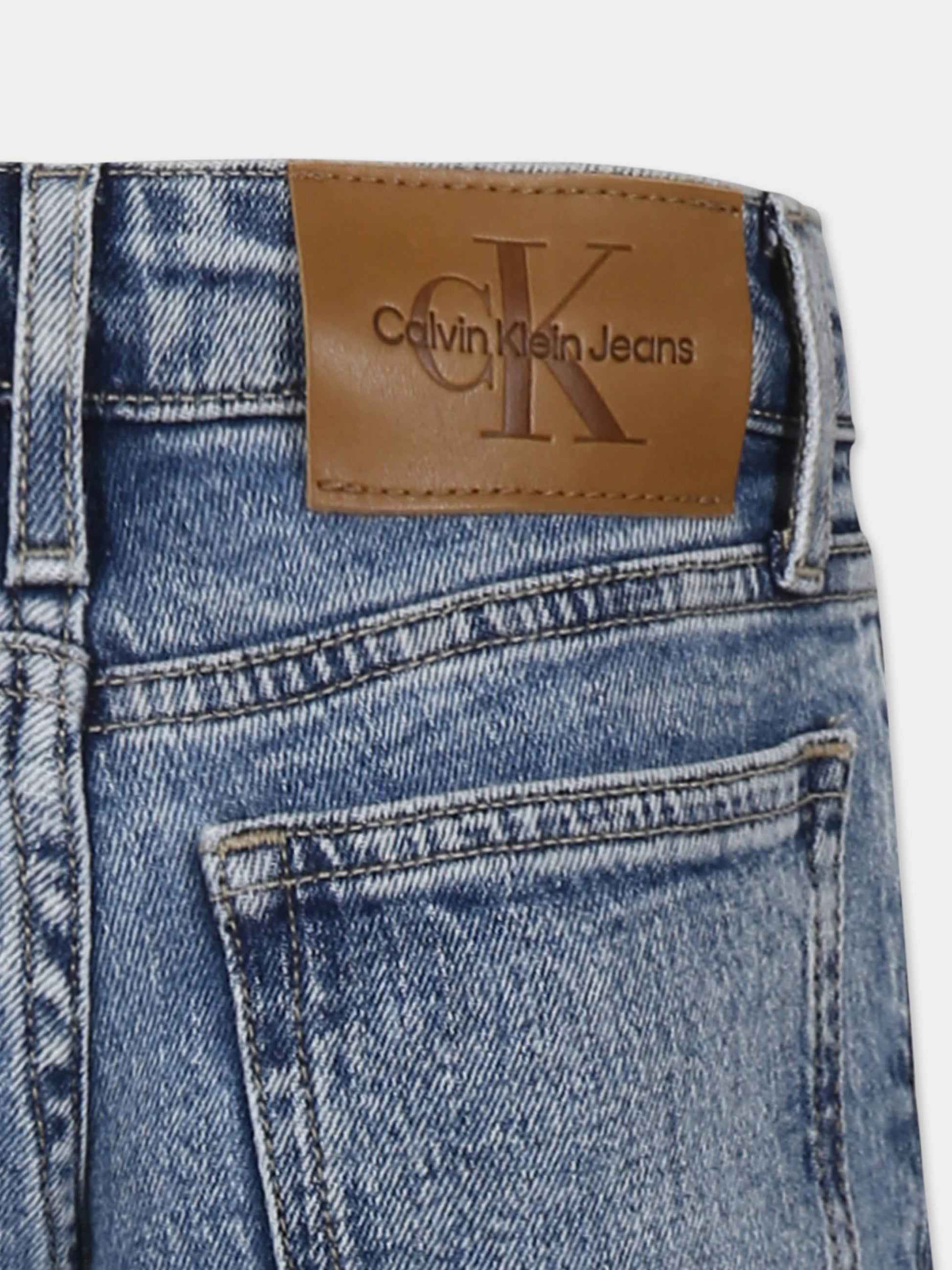 Jeans blu per bambina con logo,Calvin Klein Kids,IG0IG02602T 1A4