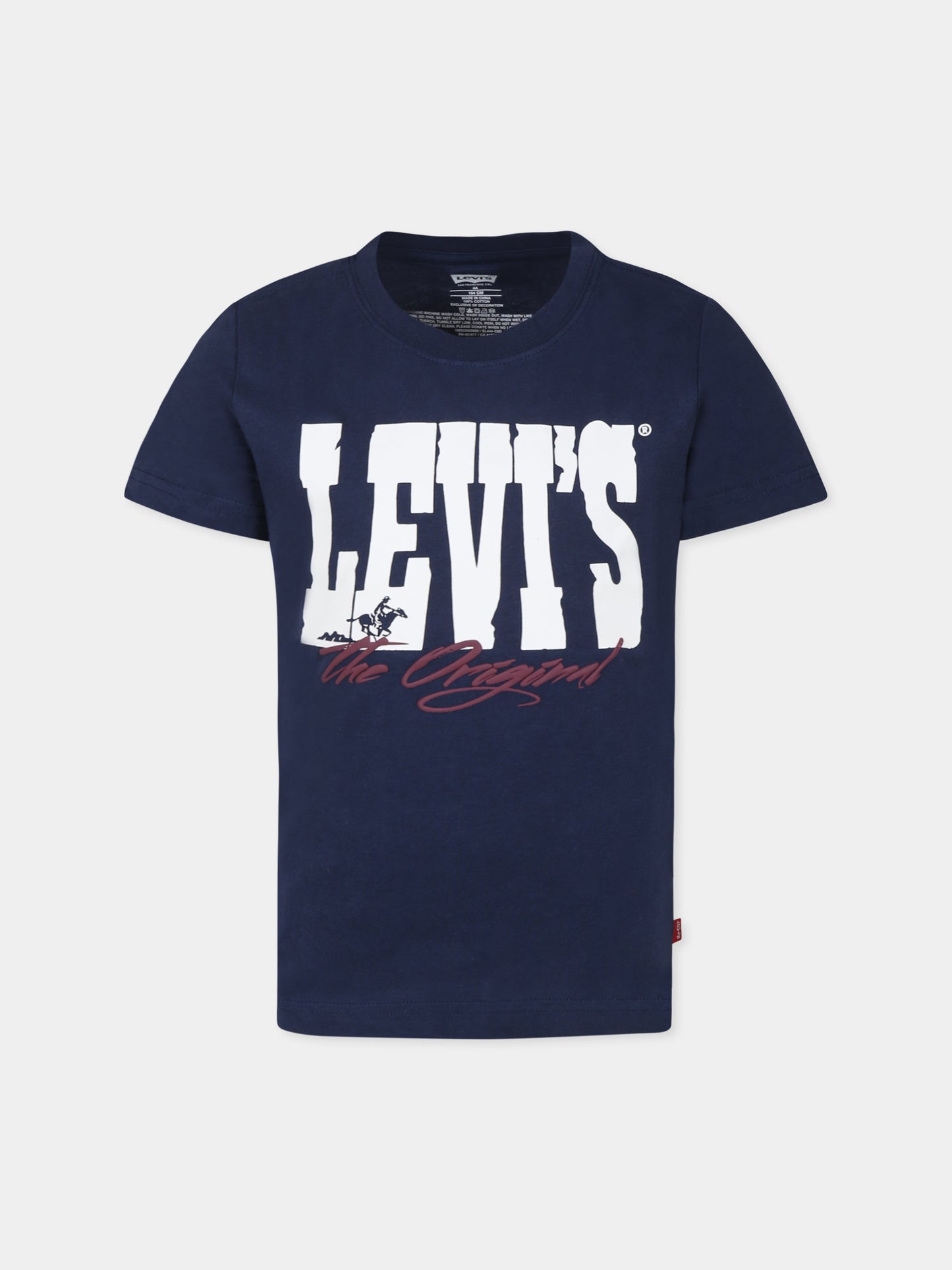 T-shirt blu per bambino con logo,Levi's Kids,8EL444 C8D