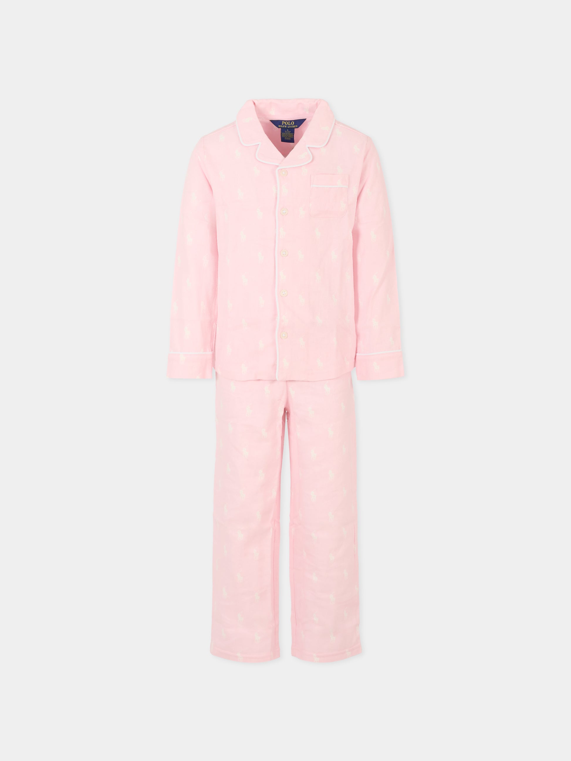 Pigiama rosa per bambina con cavallino,Ralph Lauren Kids,3P0150 ADQ