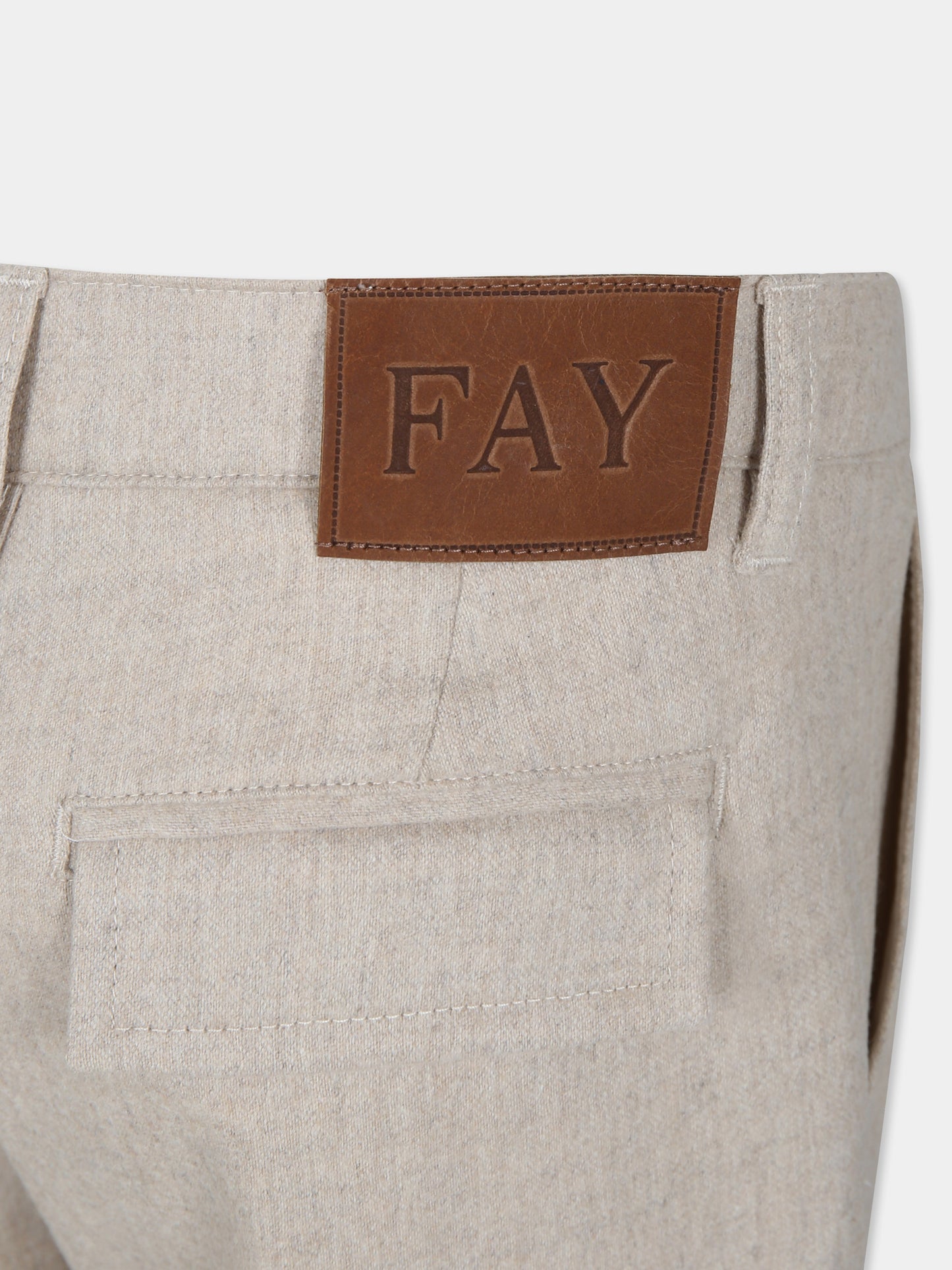 Pantaloni beige per bambino con logo,Fay Kids,FV6P10 I0172 164