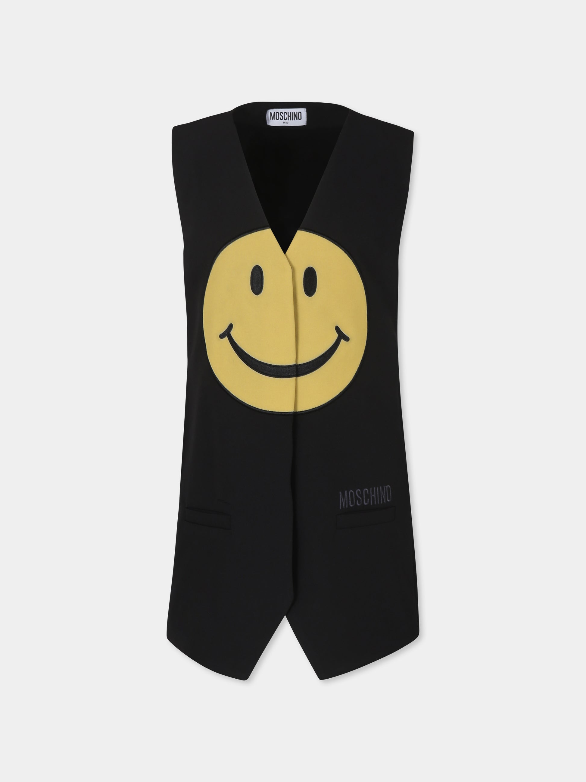 Vestito nero per bambina con smile,Moschino Kids,HDV0FR L1A11 60100