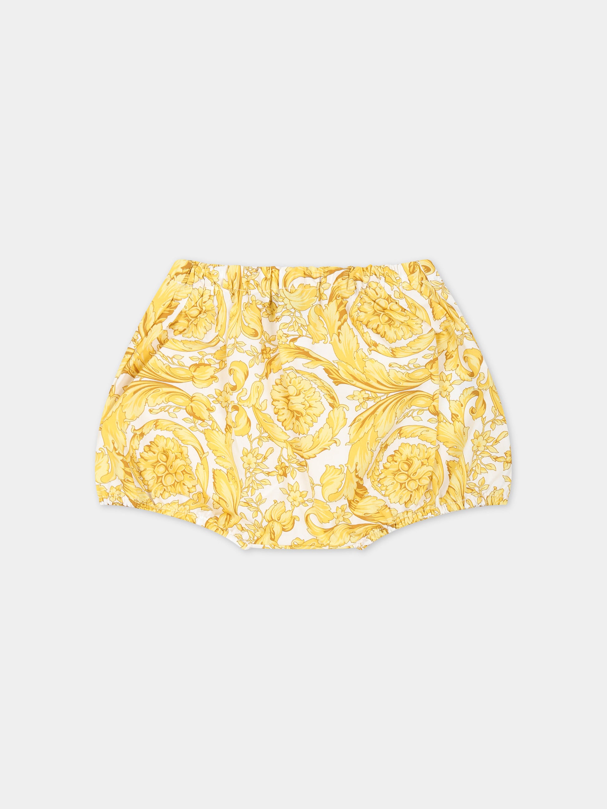 Completo bianco per neonata con stampa barocco,Versace,1012721 1A10097 2W110