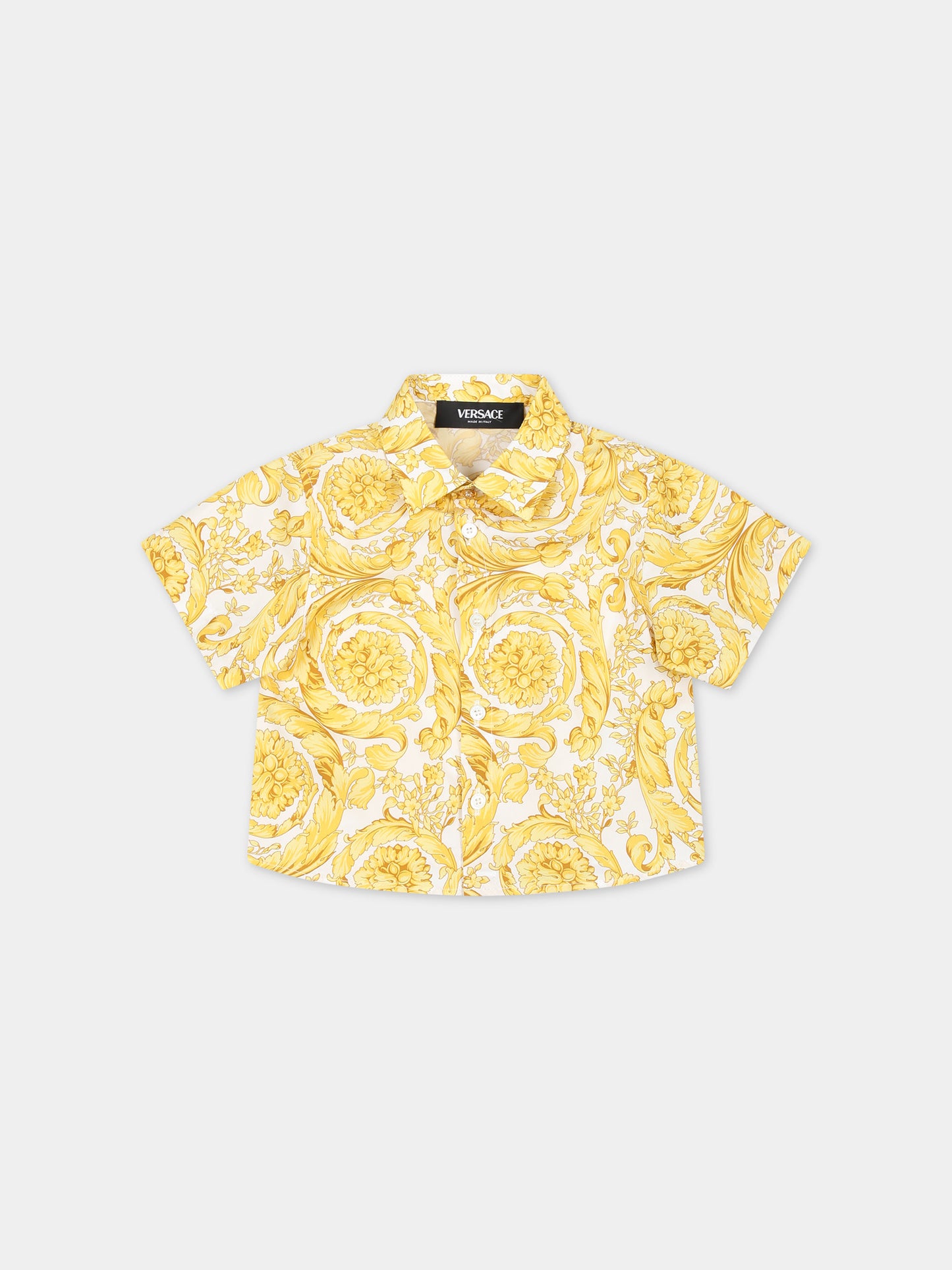 Camicia bianca per neonato con stampa barocco,Versace,1013977 1A09674 5W050