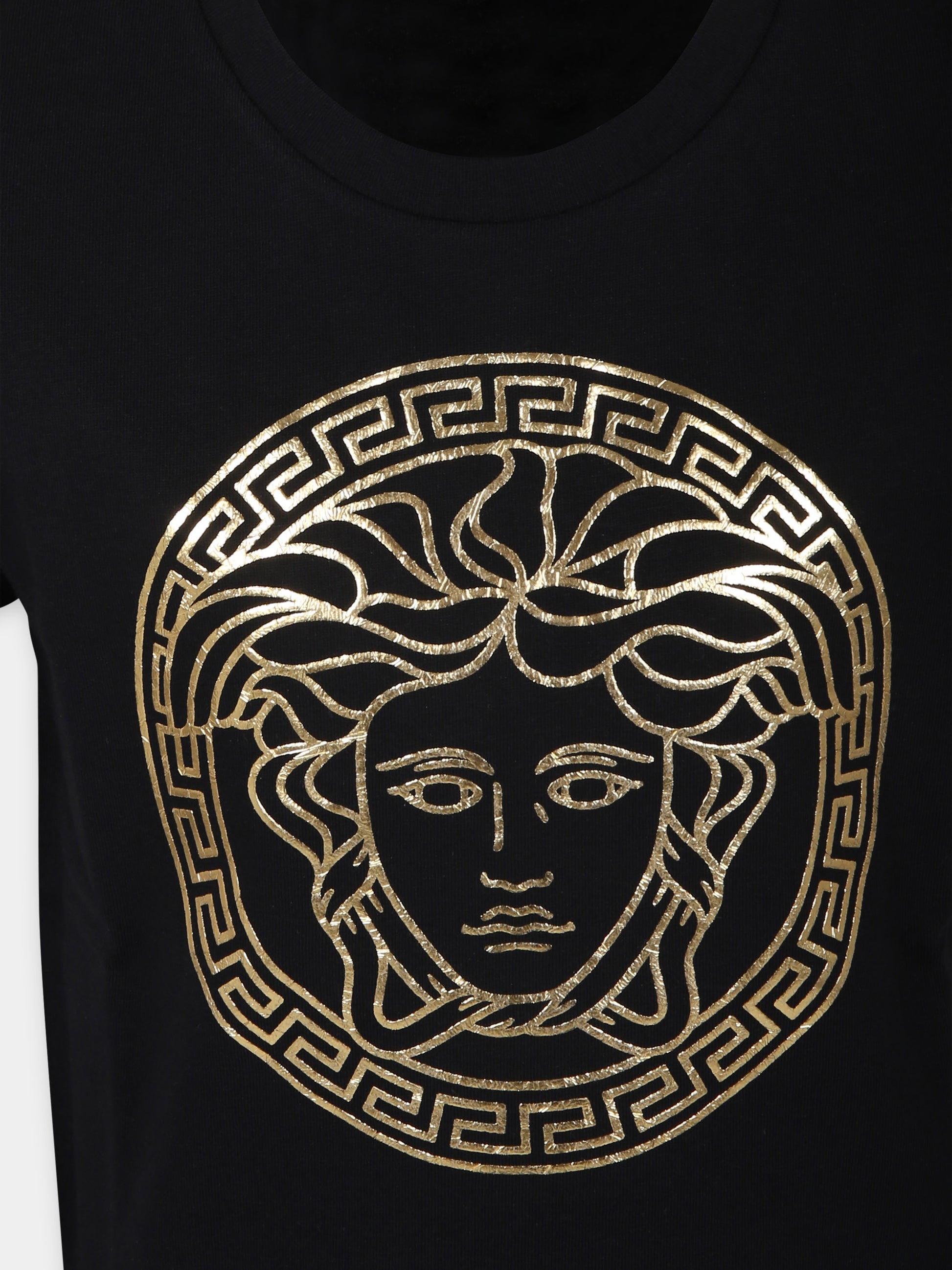 T-shirt nera per bambina con Medusa,Versace,1000239 1A10164 2B130