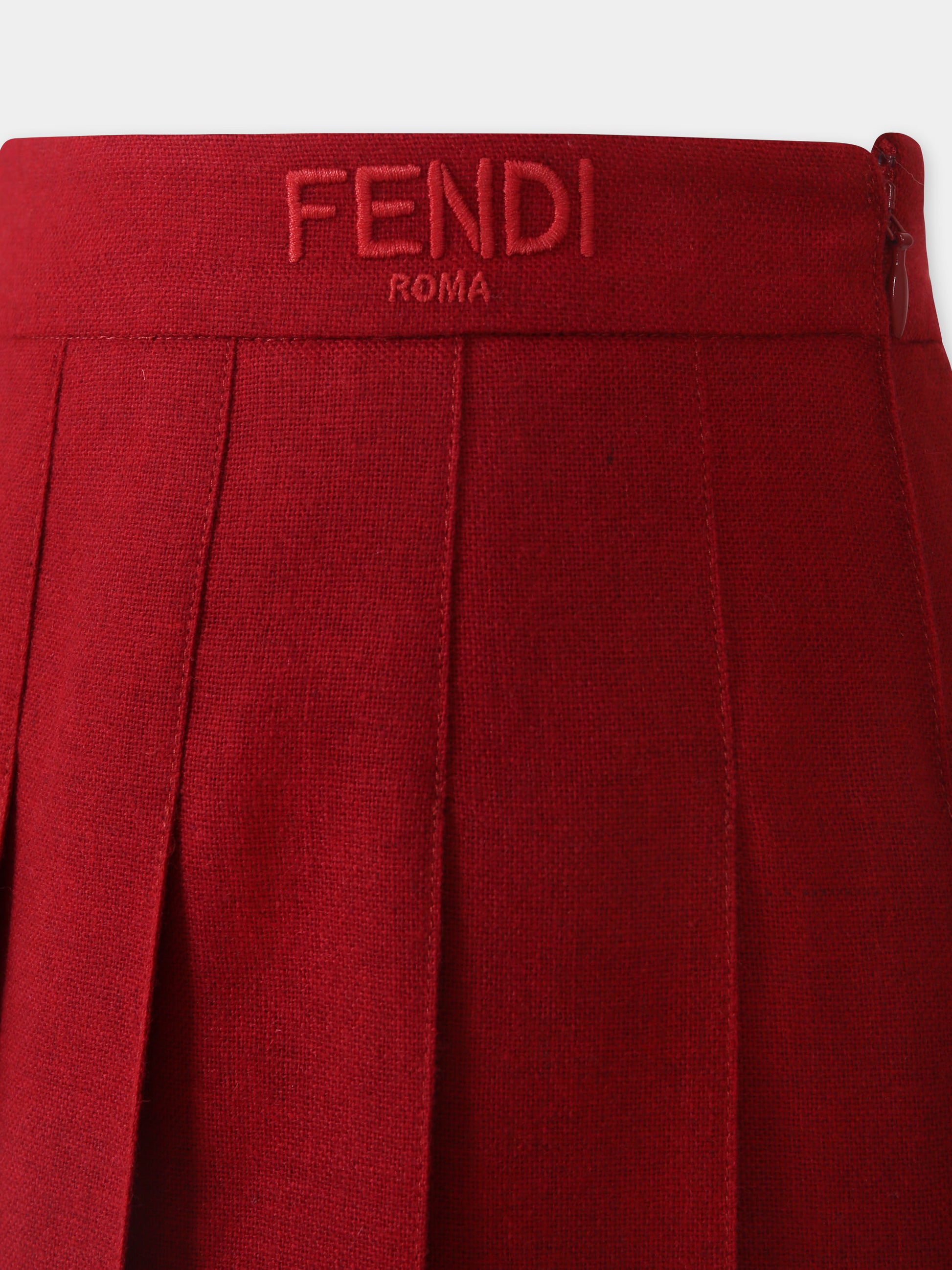 Gonna rossa per bambina con iconica FF,Fendi Kids,JFE154 AS5A F1PNH