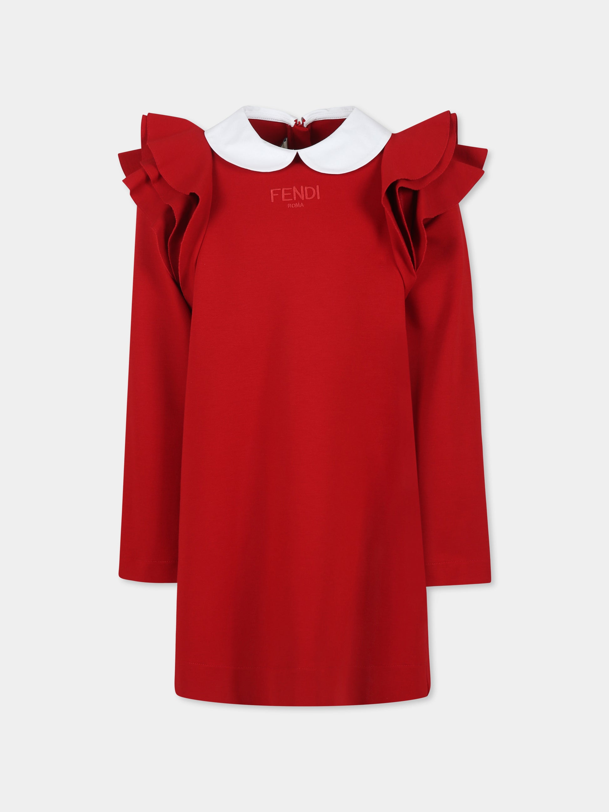 Vestito rosso per bambina con logo,Fendi Kids,JFB723 ARSP F1PNH