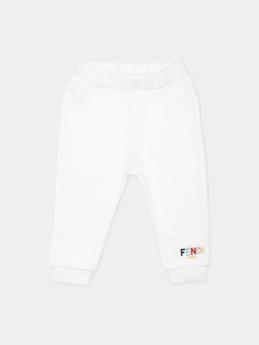 Pantaloni bianchi per neonati con logo Fendi,Fendi Kids,BUF239 5V0 F0TU9