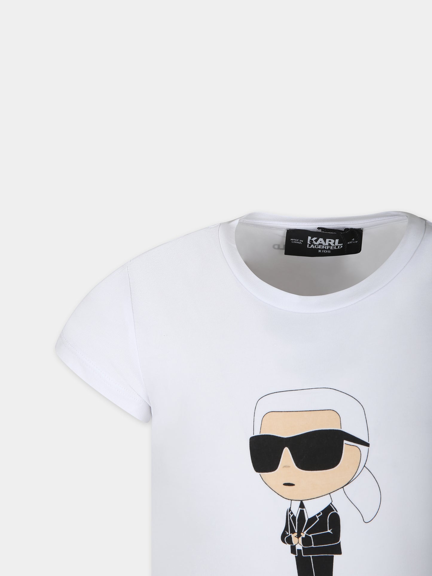 T-shirt bianca per bambina con stampa Karl Lagerfeld e logo,Karl Lagerfeld Kids,Z15418 10P