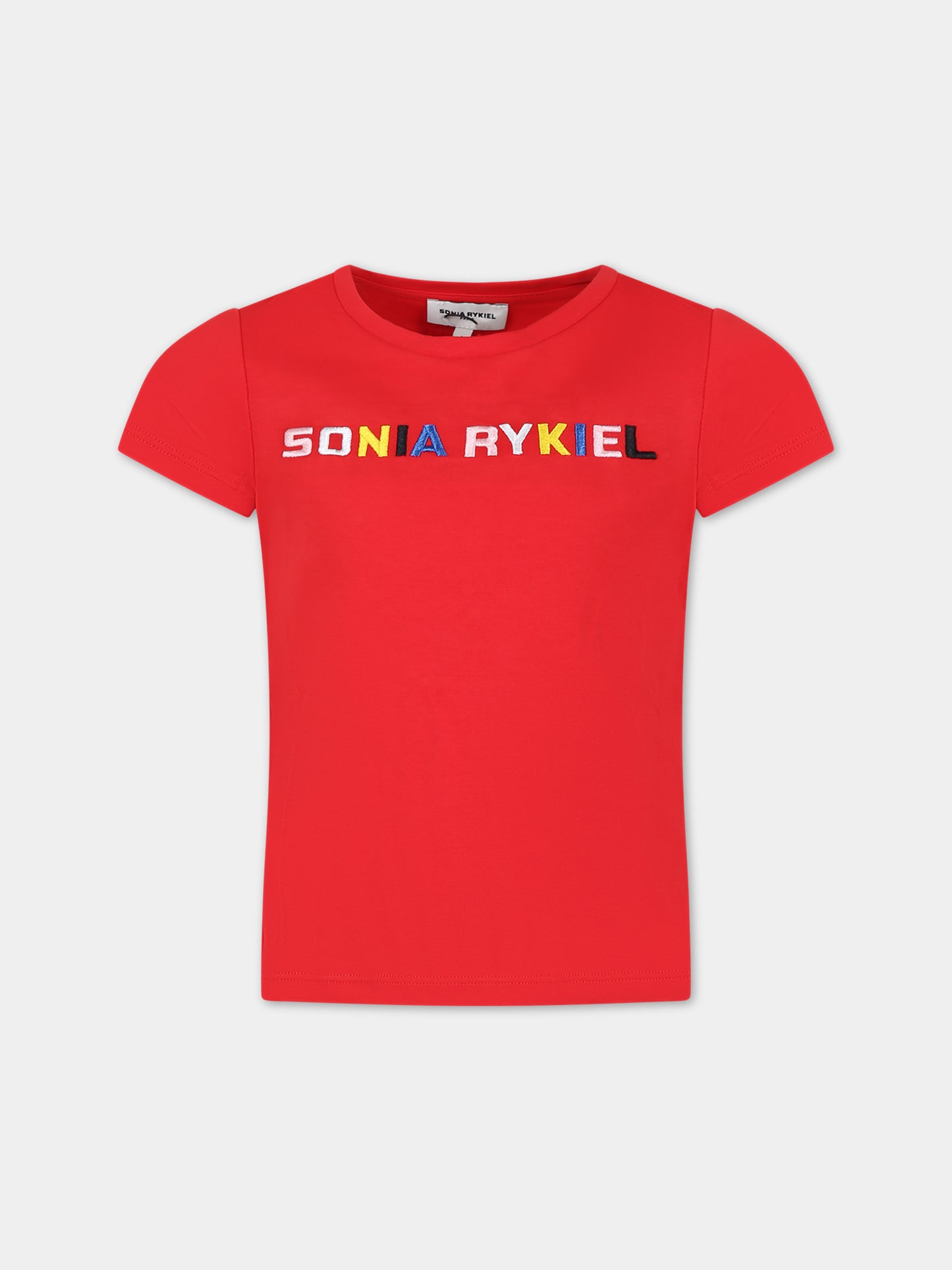 T-shirt rossa per bambina con logo,Sonia Rykiel Paris,A15017 97E