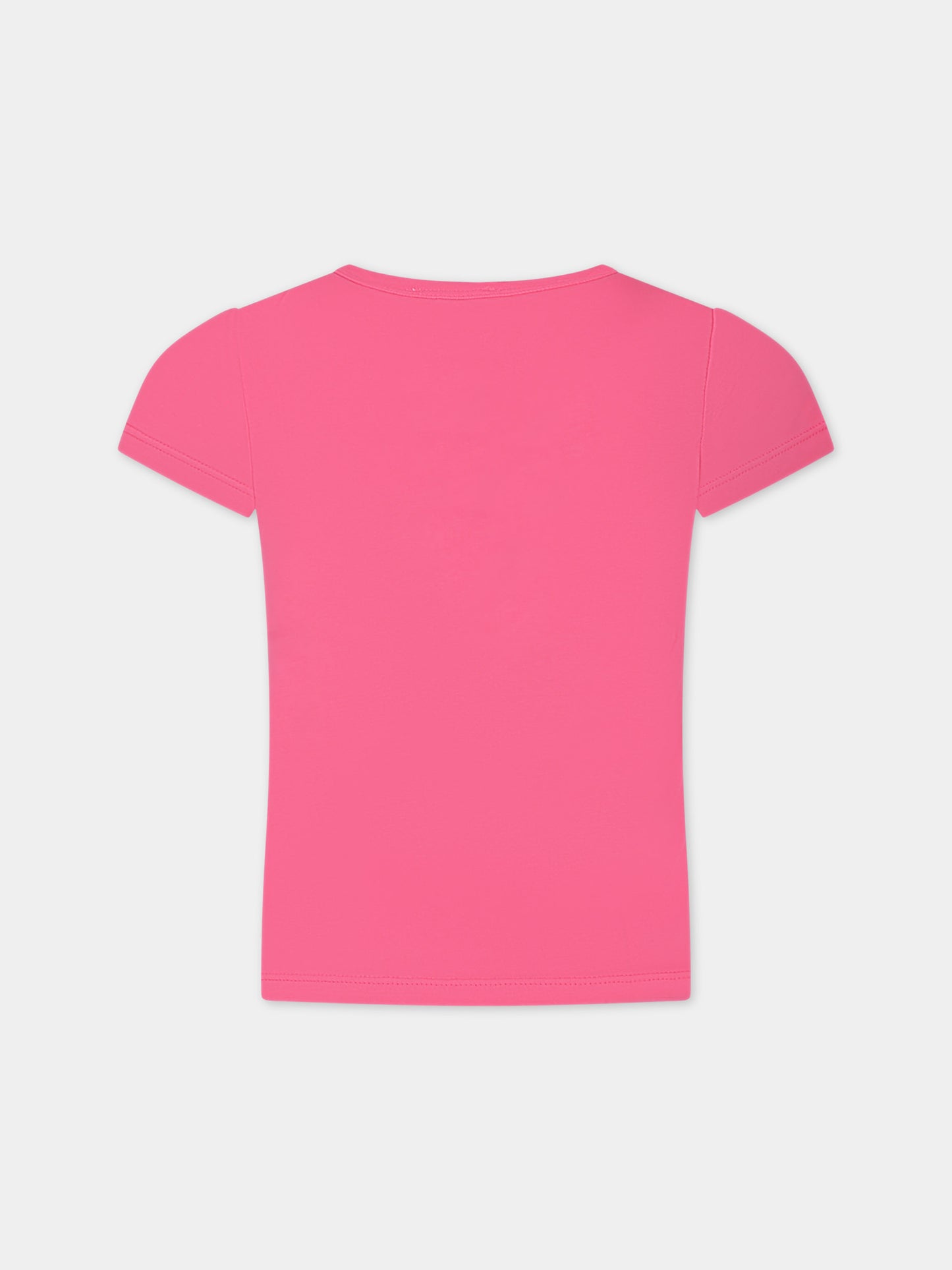 T-shirt rosa per bambina con stampa logo,Sonia Rykiel Paris,A15018 48K