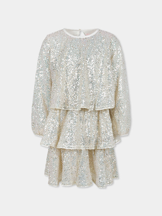 Vestito oro per bambina con paillettes,Billieblush,U20547 Z99