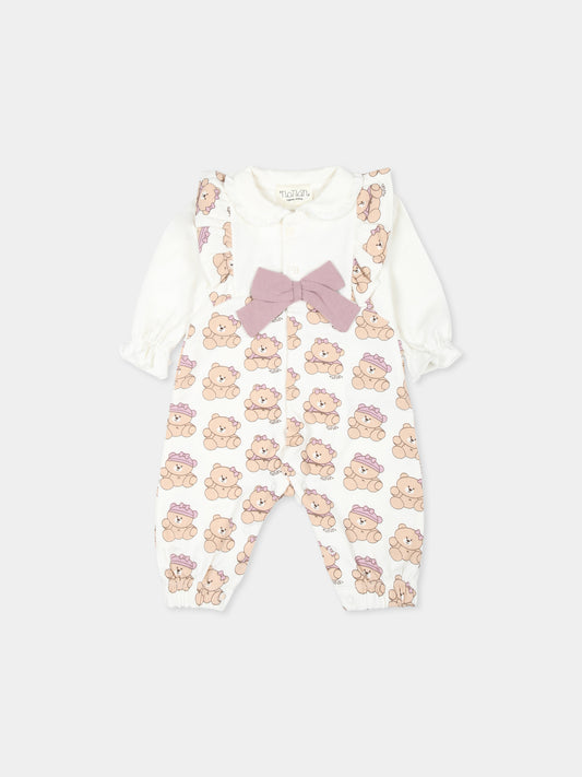 Tutina avorio per neonata con stampa orso,Nanan,I24482B