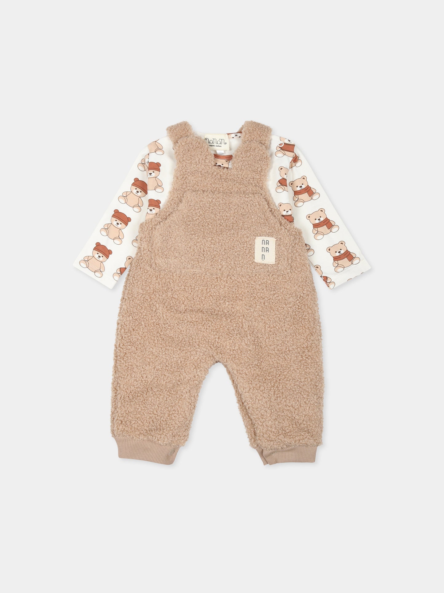 Completo beige per neonato con orso,Nanan,I24138BE