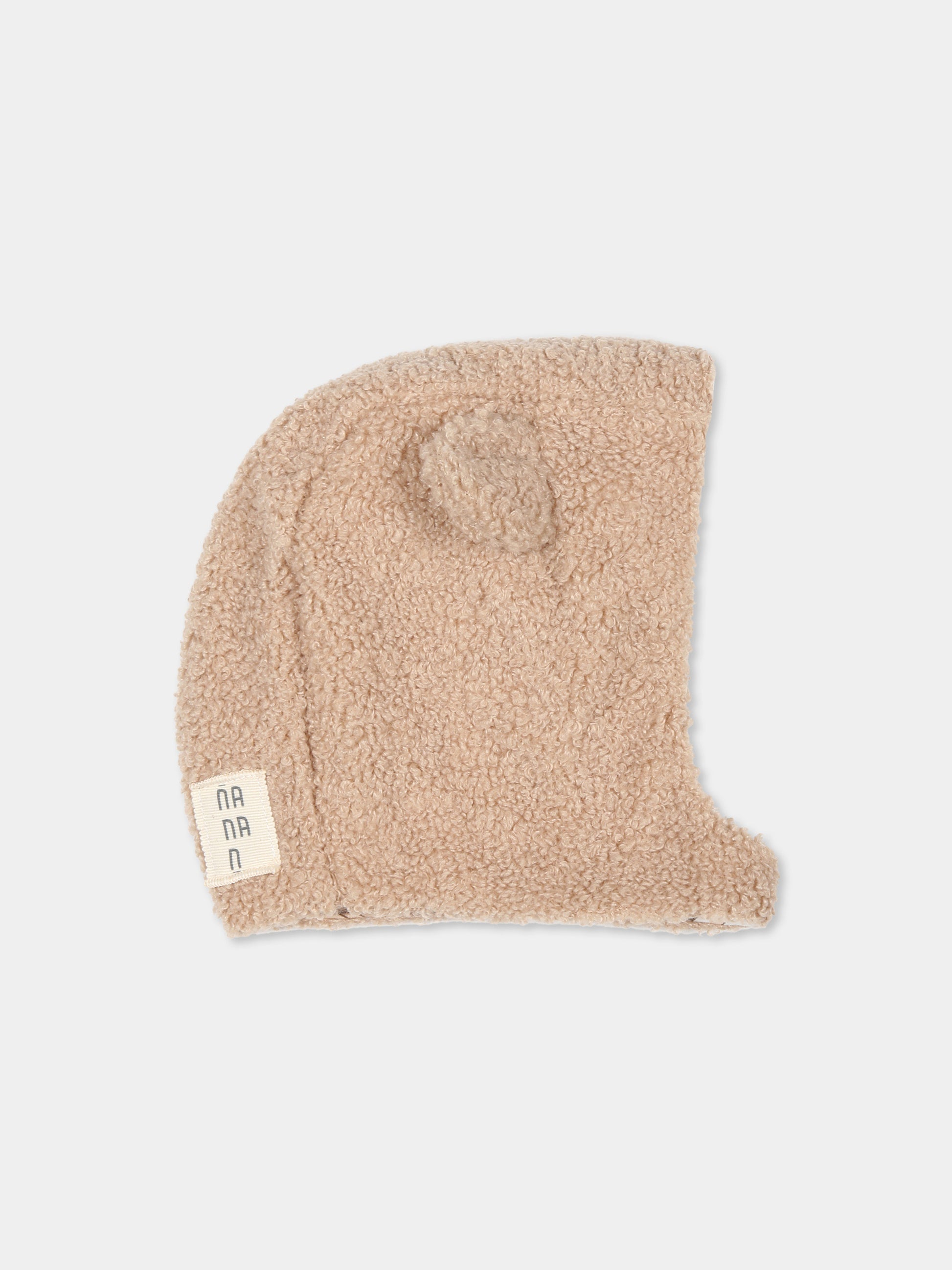 Balaclava beige per neonato con orso,Nanan,I24157BE