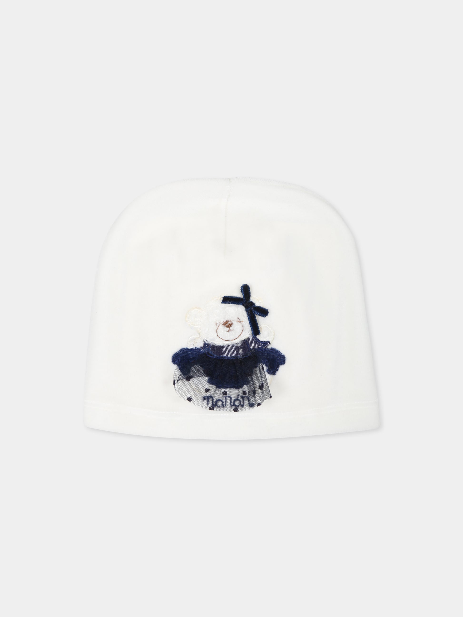 Cappello bianco per neonata con orsetta,Nanán,I24619B