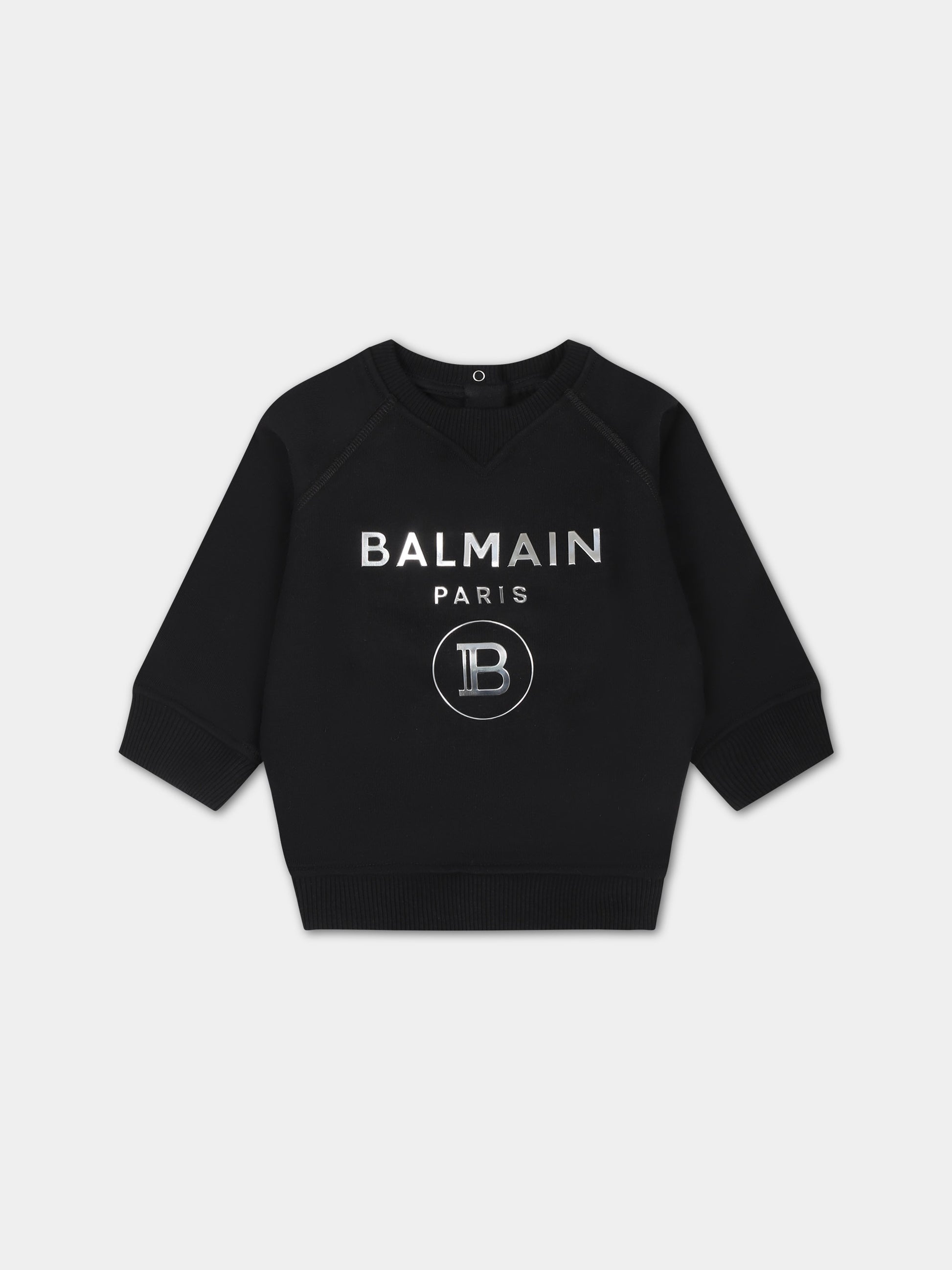 Felpa nera per neonati con logo,Balmain Kids,6Q4A20 Z0001 930AG
