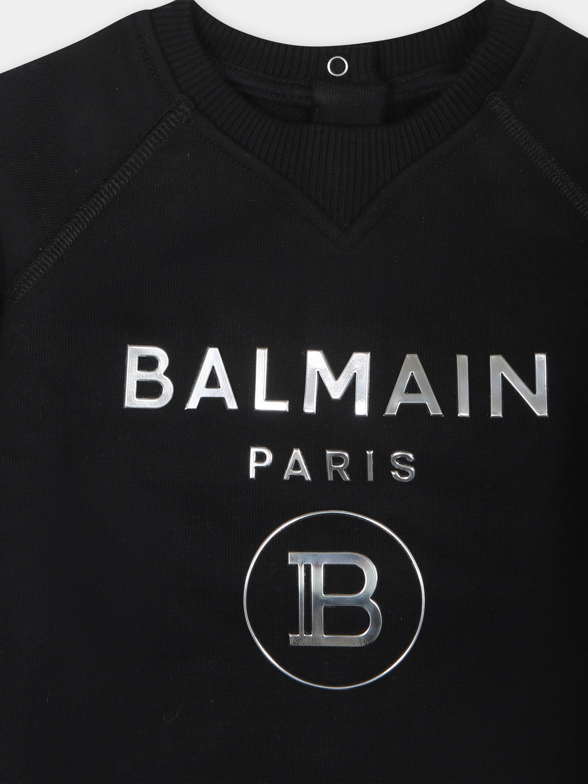 Felpa nera per neonati con logo,Balmain Kids,6Q4A20 Z0001 930AG