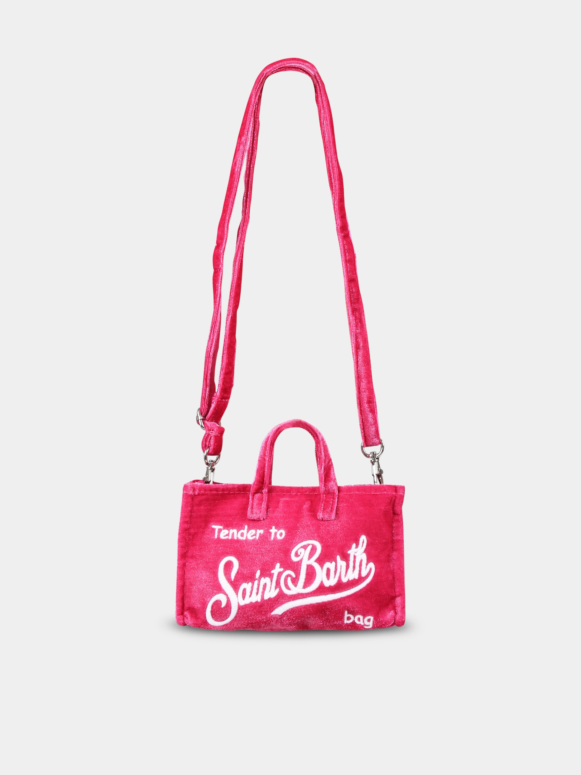 Borsa porta cellulare fucsia per bambina con logo,Mc2 Saint Barth,PHONE001 - 01341G