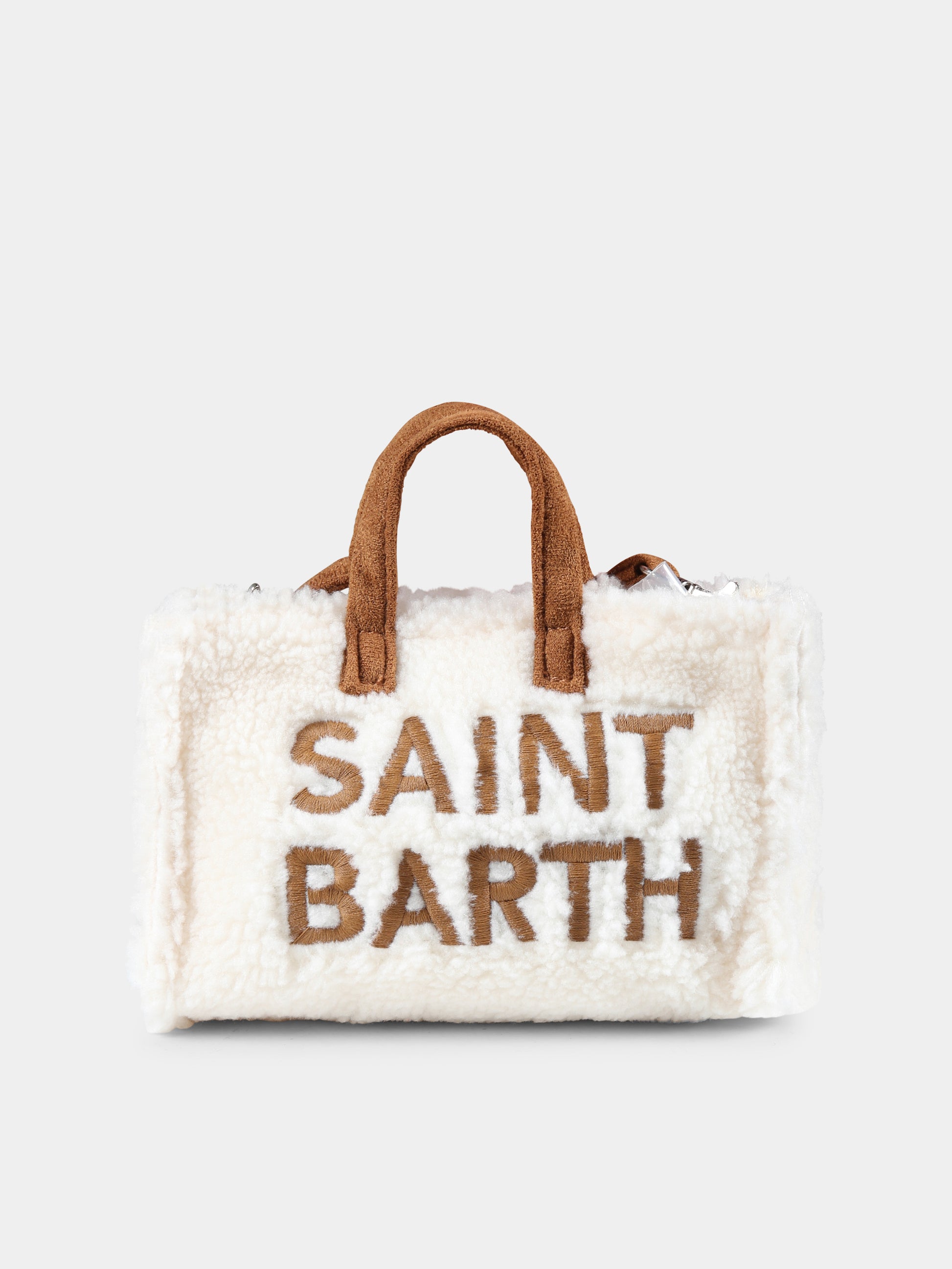 Borsa porta cellulare avorio per bambina con logo,Mc2 Saint Barth,PHONE001 - 00400G