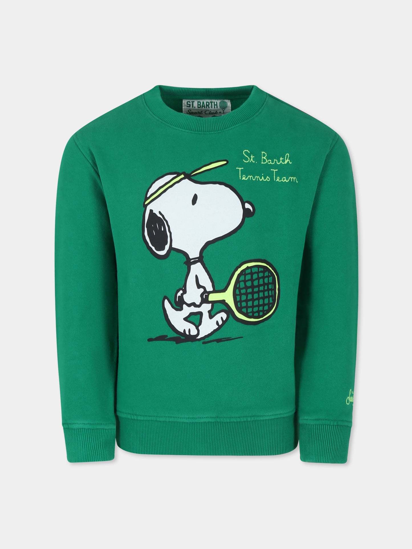 Felpa verde per bambino con Snoopy e racchetta da tennis,Mc2 Saint Barth,HUT0004 - 01215G