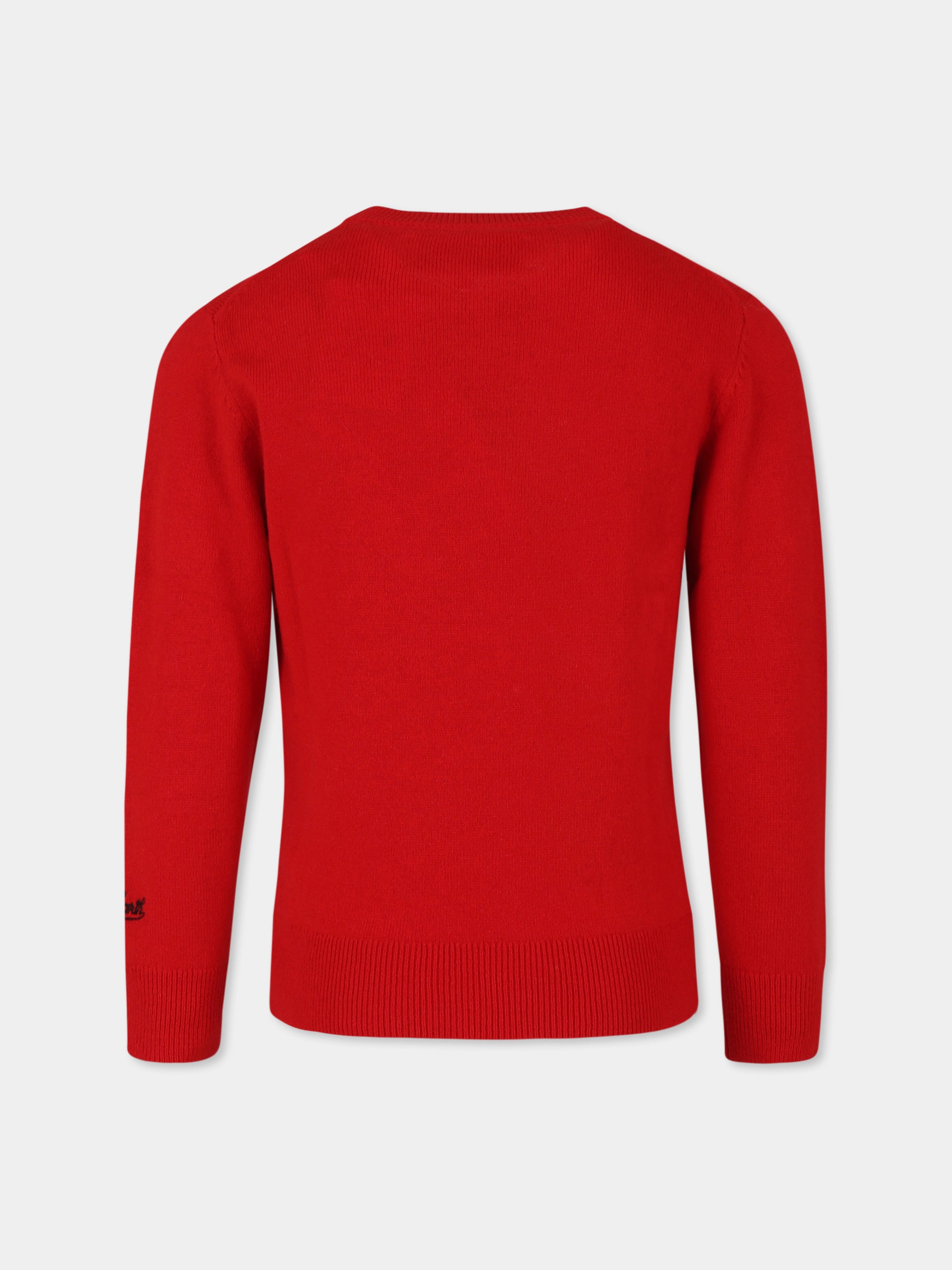 Maglione rosso per bambino con Peanuts e stampa natalizia,Mc2 Saint Barth,DOU0006 - 00284G