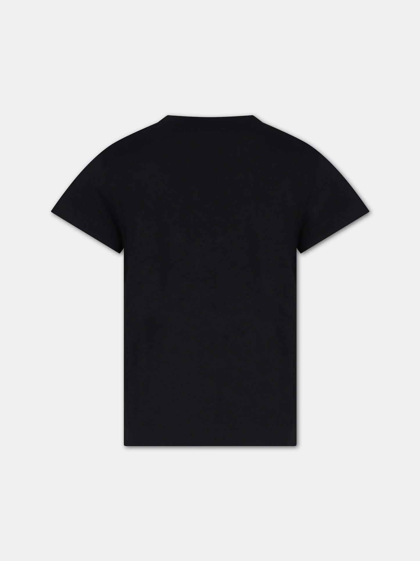 T-shirt nera per bambina con logo e borchie,Balmain Kids,6Q8211 J0006 930OR
