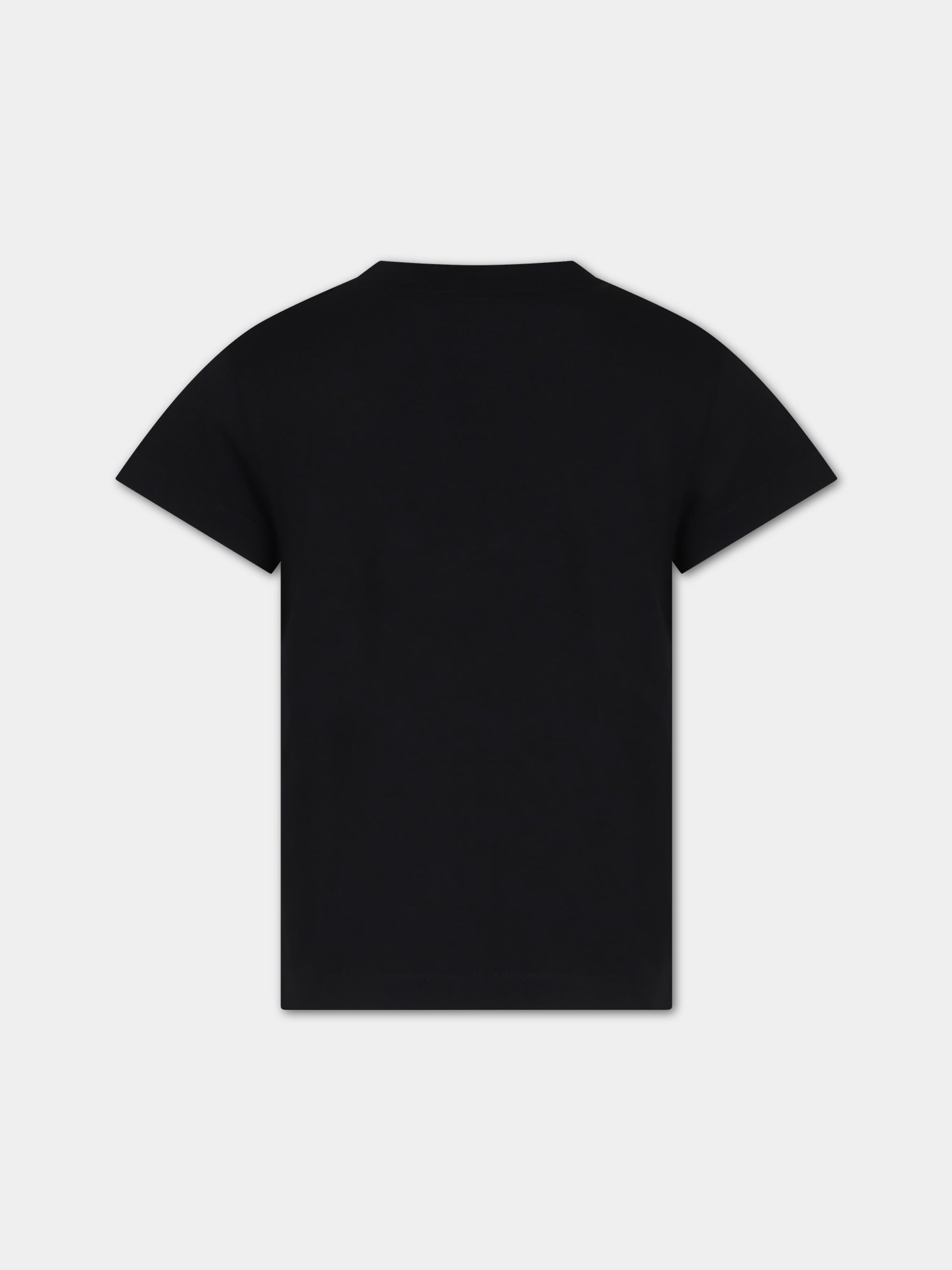 T-shirt nera per bambina con logo e borchie,Balmain Kids,6Q8211 J0006 930OR