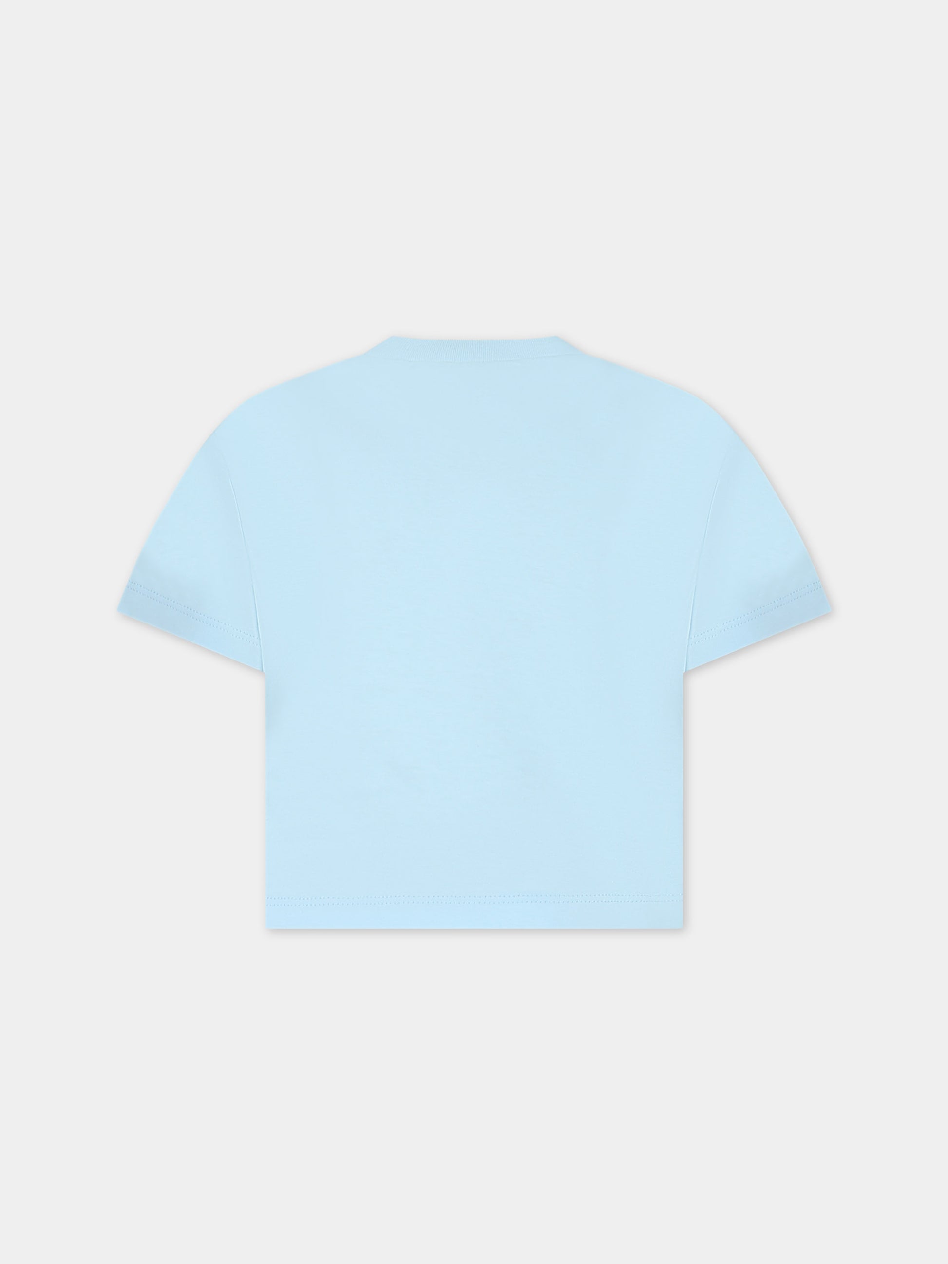 T-shirt crop celeste per bambina con logo,Marni Kids,M01027 M00NE 0M845