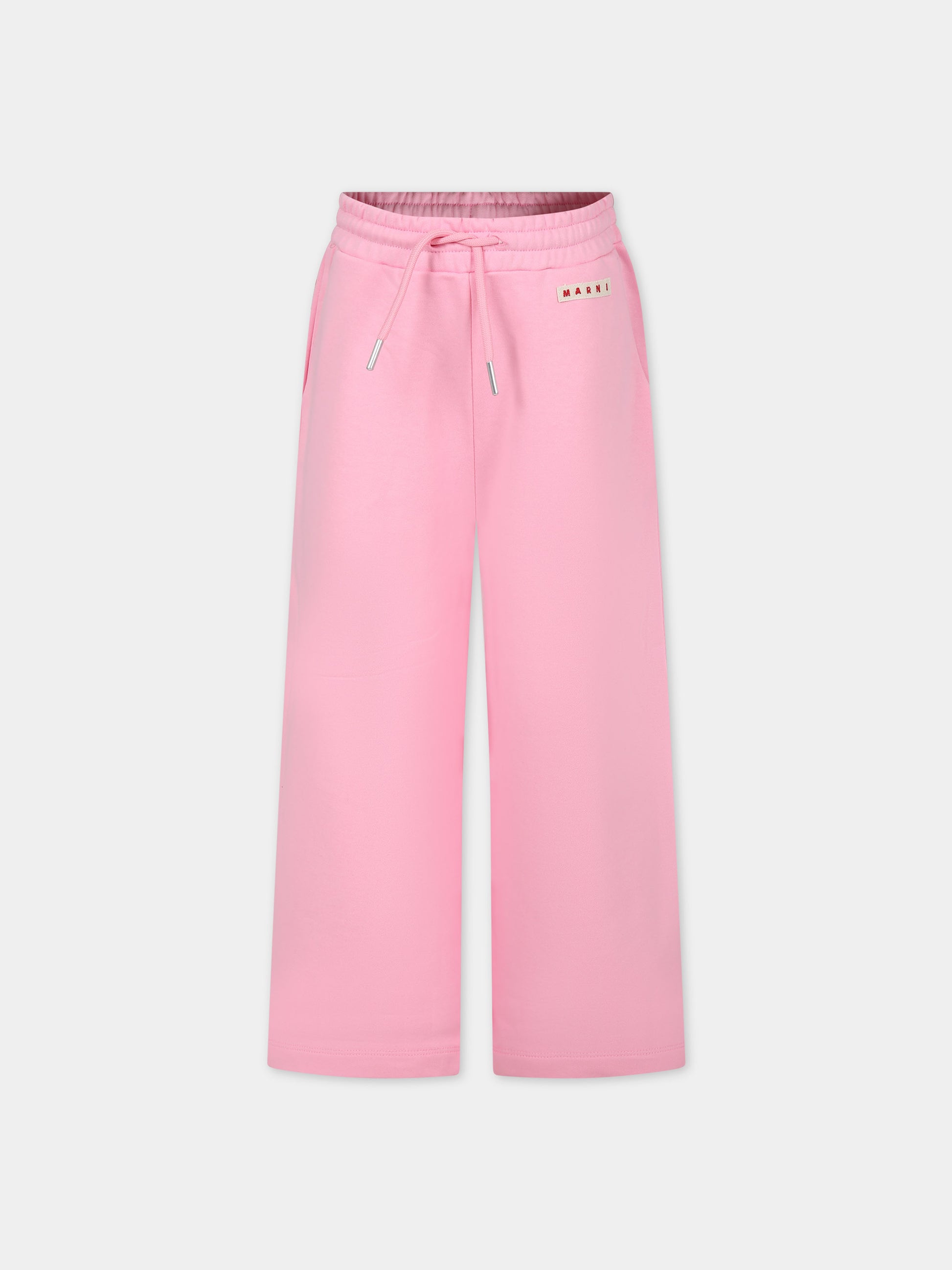 Pantaloni rosa per bambina con logo,Marni Kids,M01099 M00SF MP145F 0M340