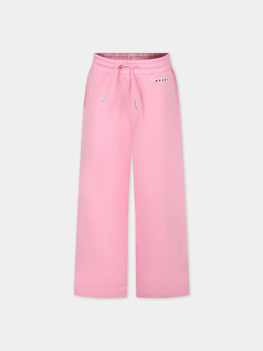 Pantaloni rosa per bambina con logo,Marni Kids,M01099 M00SF MP145F 0M340