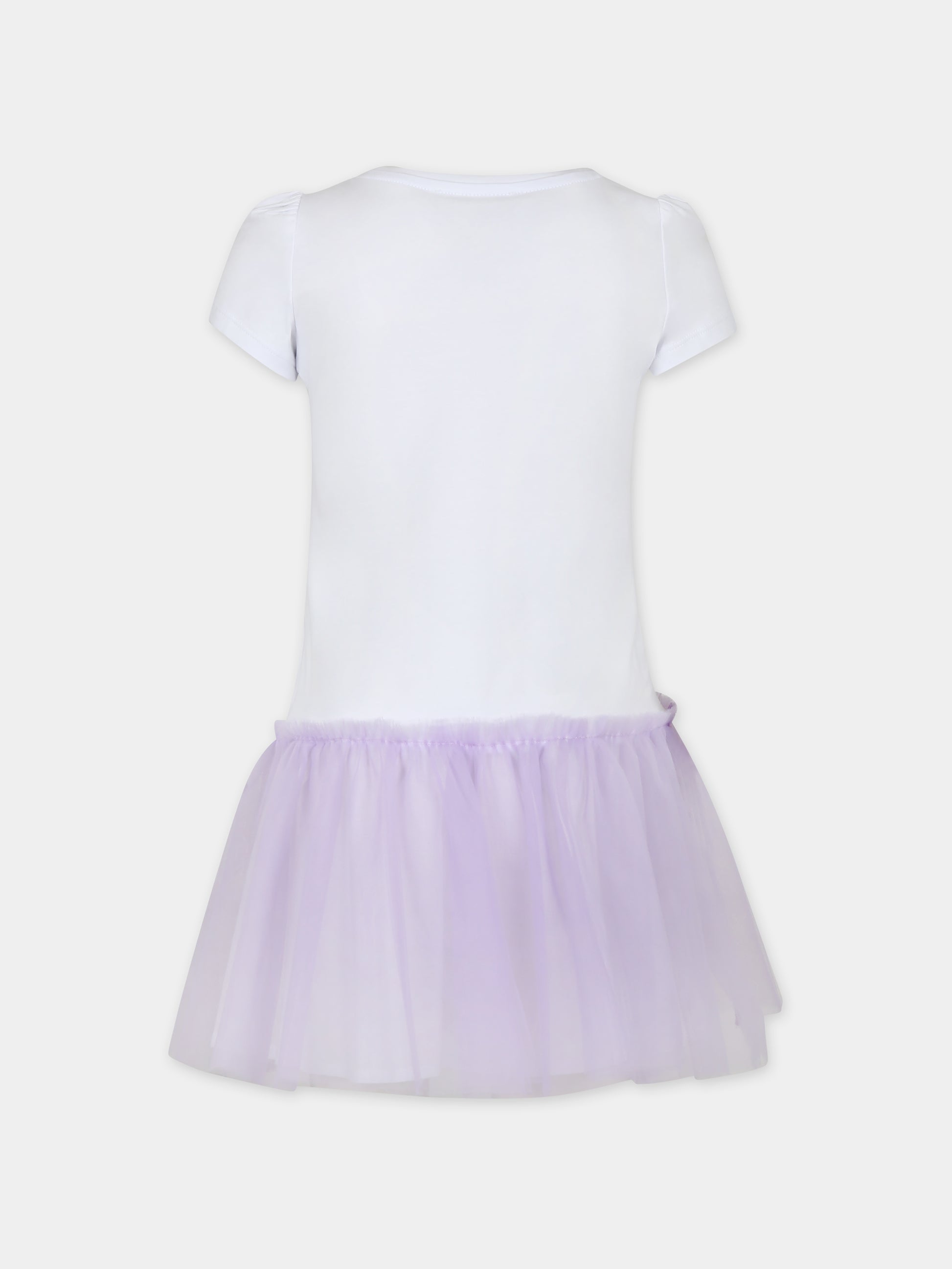 Vestito bianco per bambina con stampa Rapunzel,Monnalisa,19C921 3022 9965