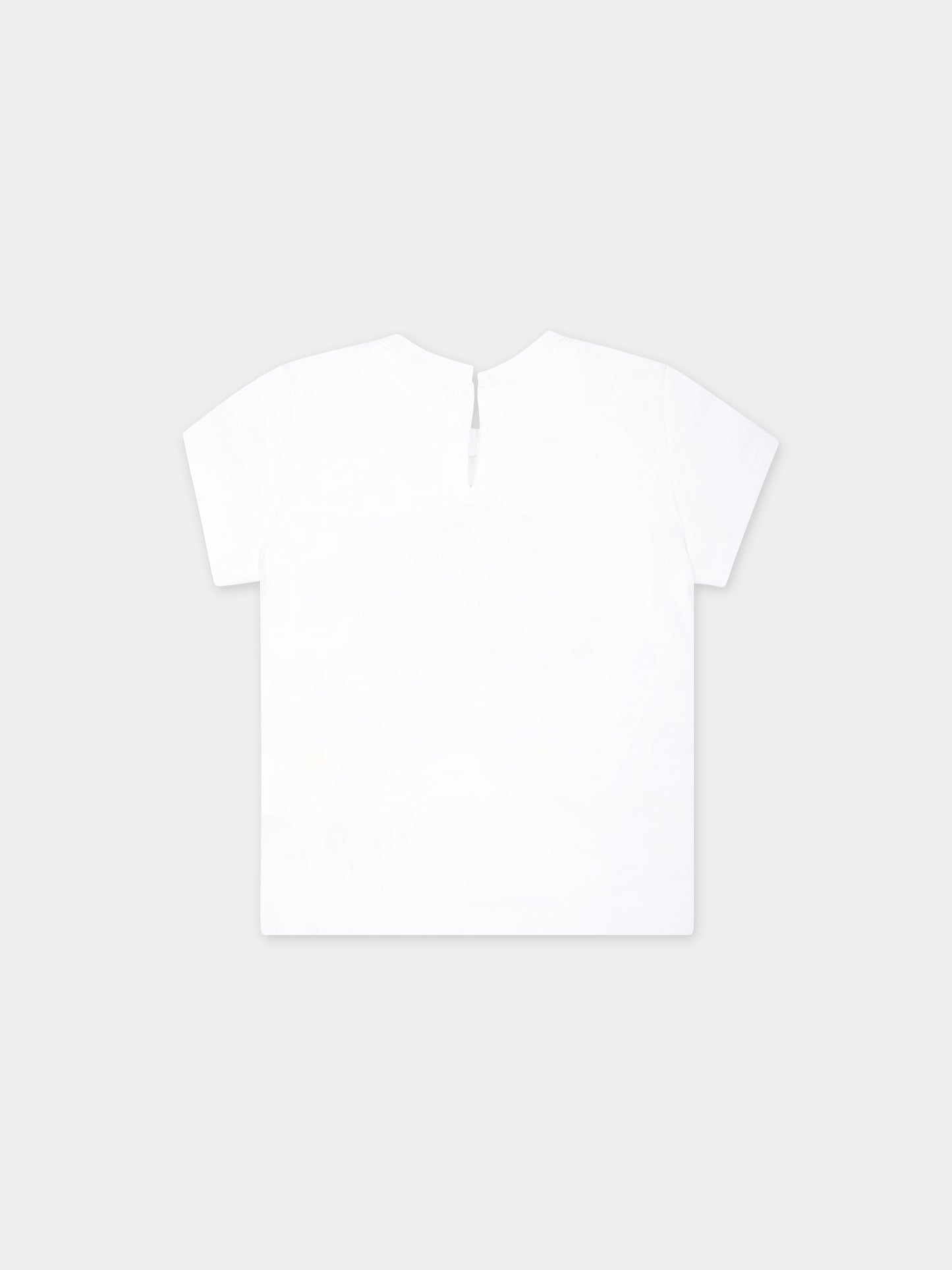 T-shirt bianca per neonata con stampa castello e logo,Monnalisa,39C614 3003 0099