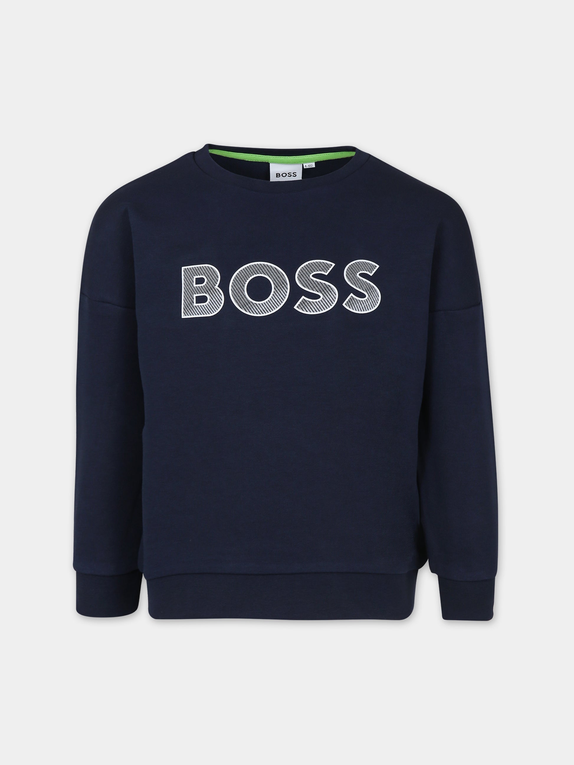 Felpa blu per bambino con logo,Boss,J25O41 849