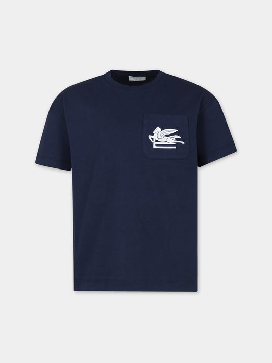 T-shirt blu per bambino con Pegaso,Etro,GU8P11 Z2081 621BC